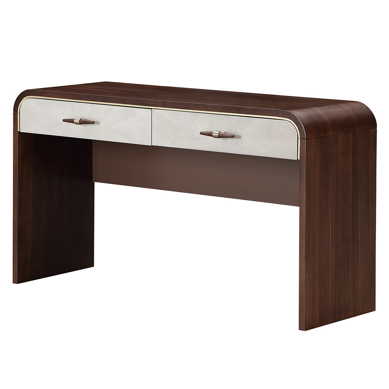 Houston Walnut Vanity Table with Mirror & Chair - Ornate Home