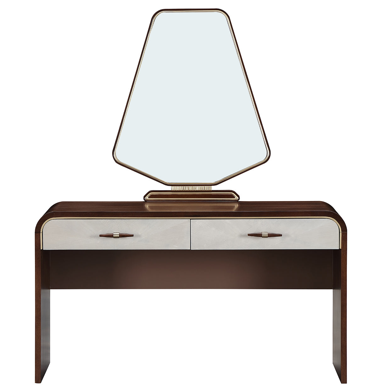 Houston Walnut Vanity Table with Mirror & Chair - Ornate Home