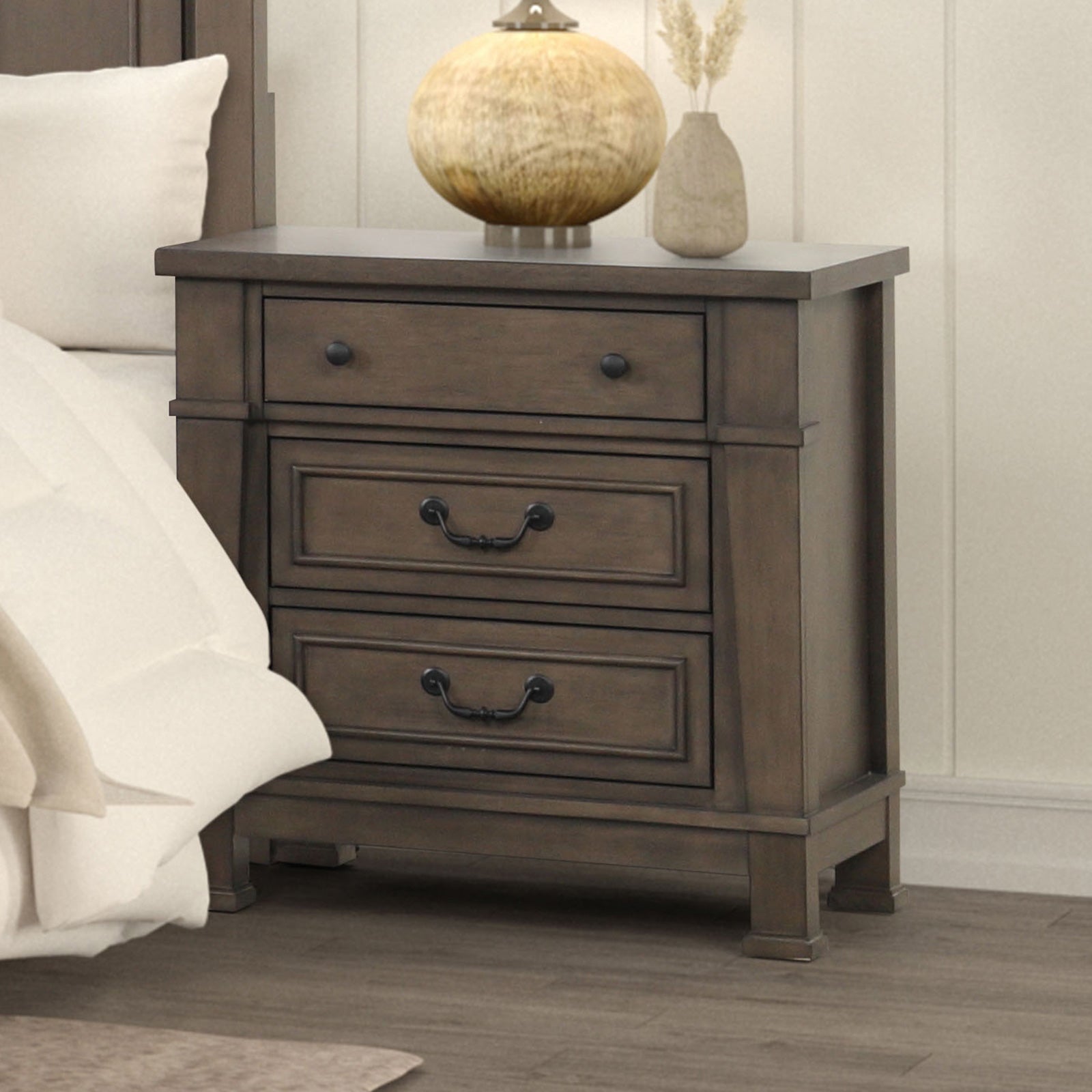 Huddersfield Dark Brown Nightstand - Ornate Home