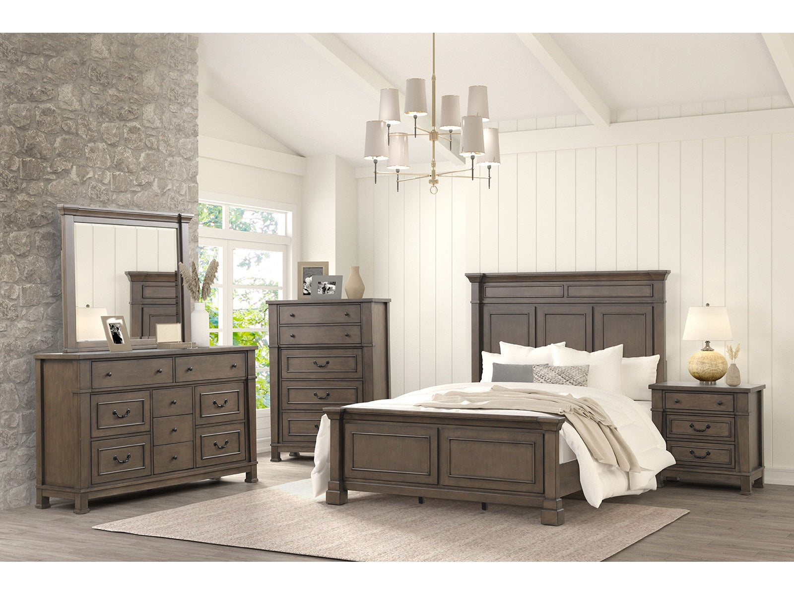 Huddersfield Dark Brown Queen 5 Piece Bedroom Set w/2 Nightstands - Ornate Home
