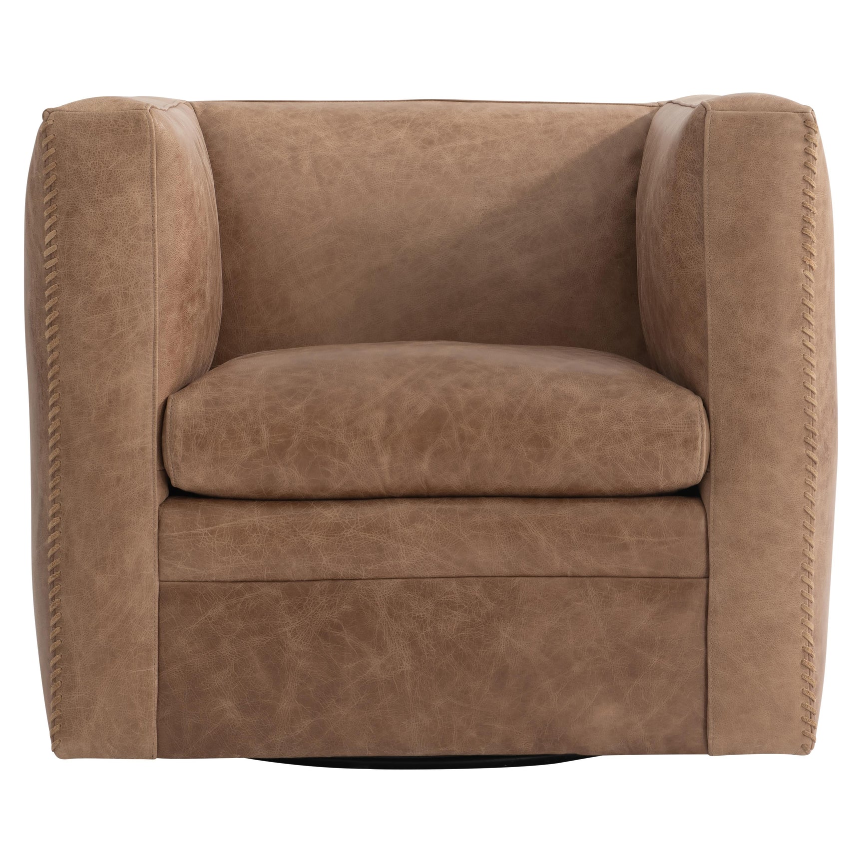 Hudson Beige/Tan Leather Swivel Chair - Ornate Home