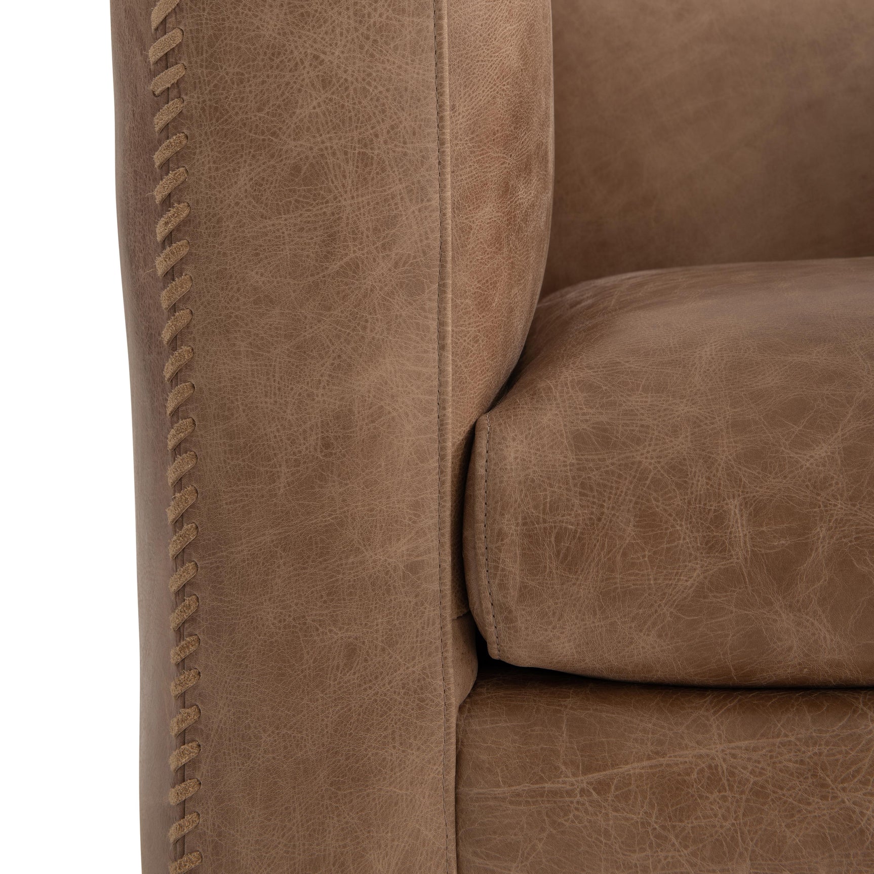 Hudson Beige/Tan Leather Swivel Chair - Ornate Home