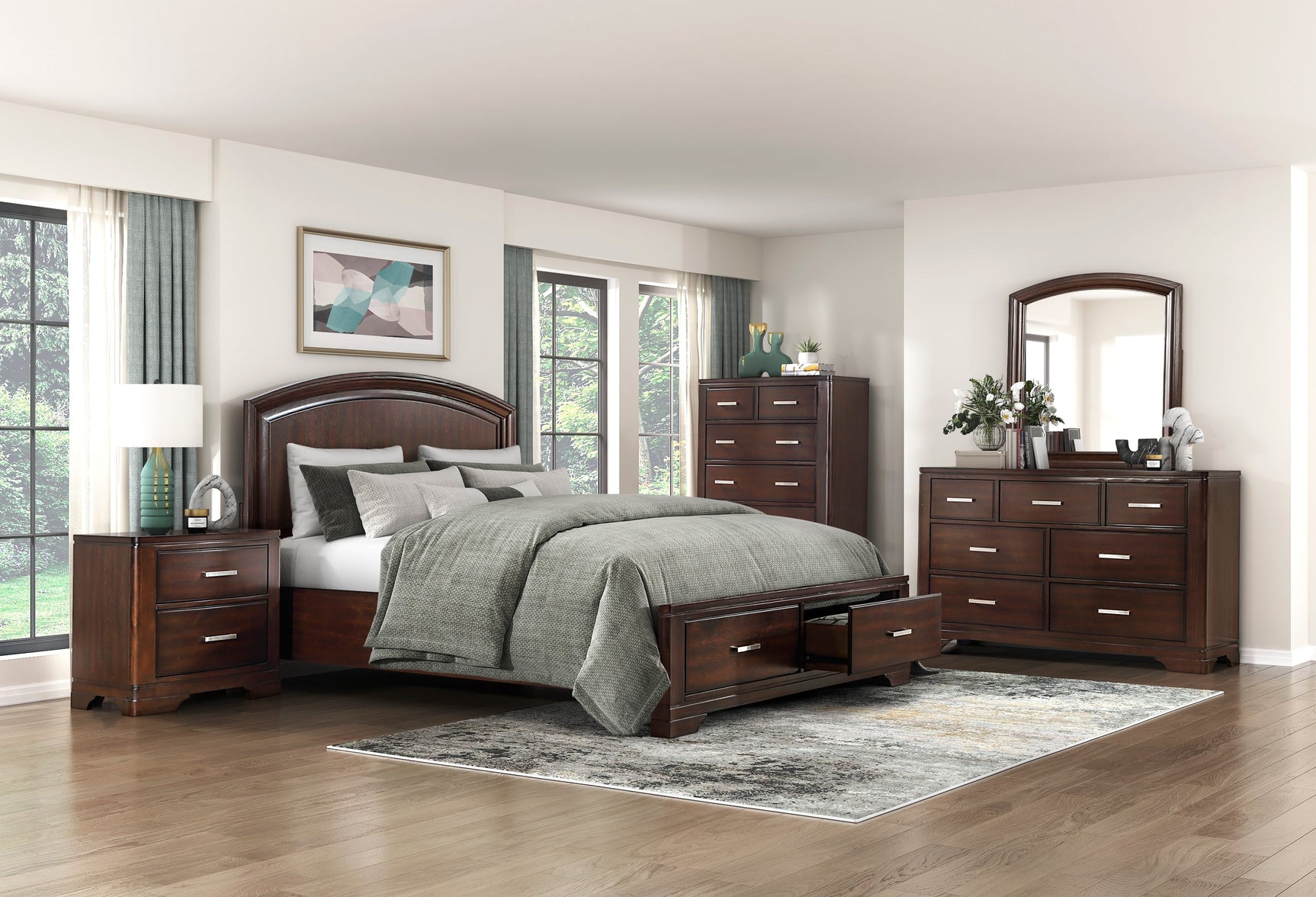 Hudson Cherry Queen Platform Bed - Ornate Home