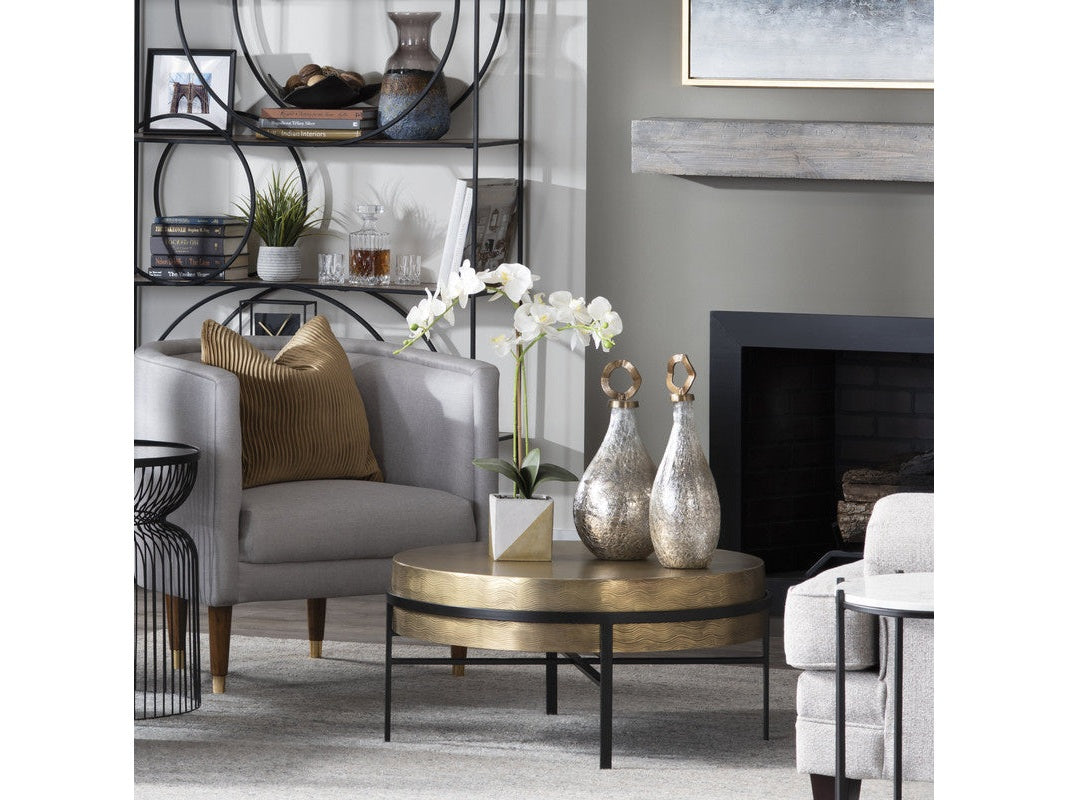 Hudson Gold/Black Textured Brass Cocktail Table - Ornate Home