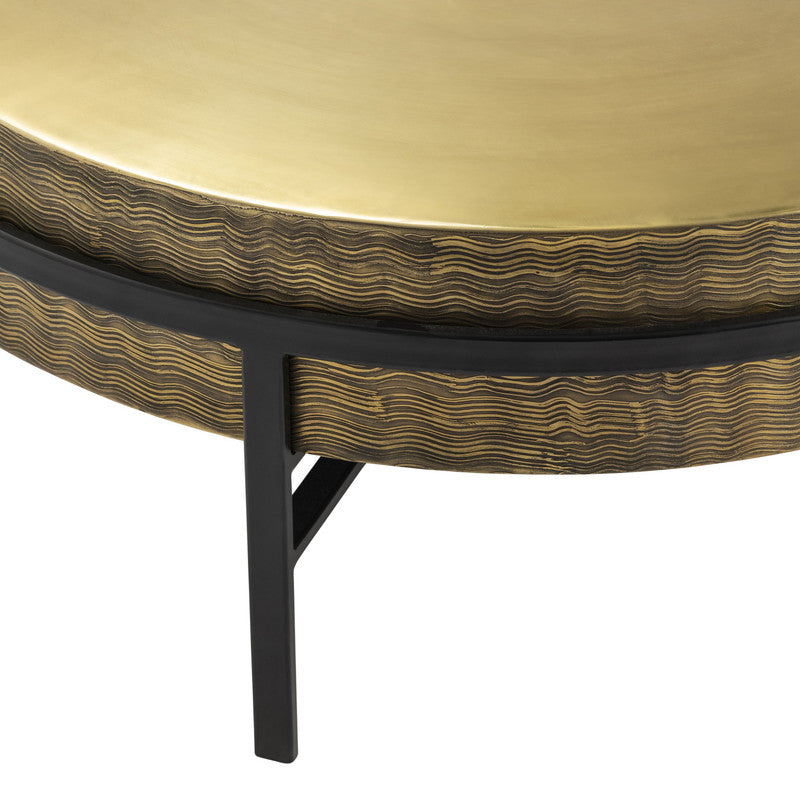 Hudson Gold/Black Textured Brass Cocktail Table - Ornate Home
