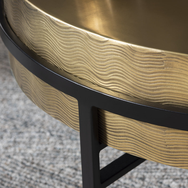 Hudson Gold/Black Textured Brass Cocktail Table - Ornate Home