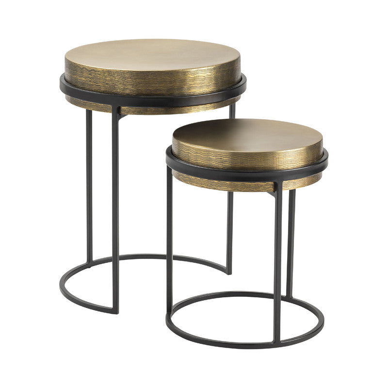 Hudson Gold/Black Textured Brass Nesting Tables - Ornate Home