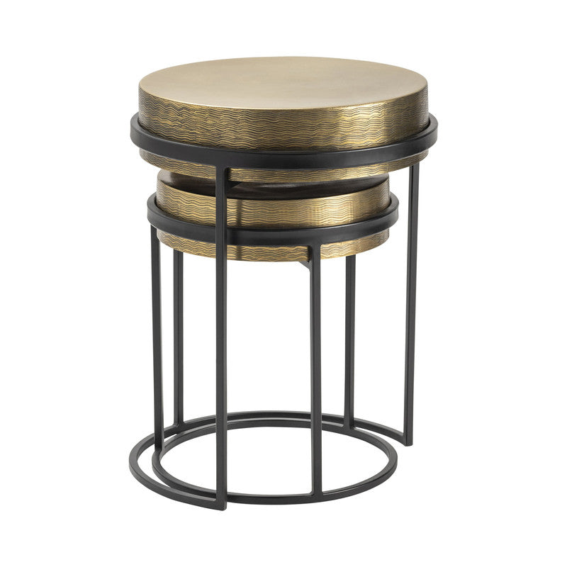Hudson Gold/Black Textured Brass Nesting Tables - Ornate Home