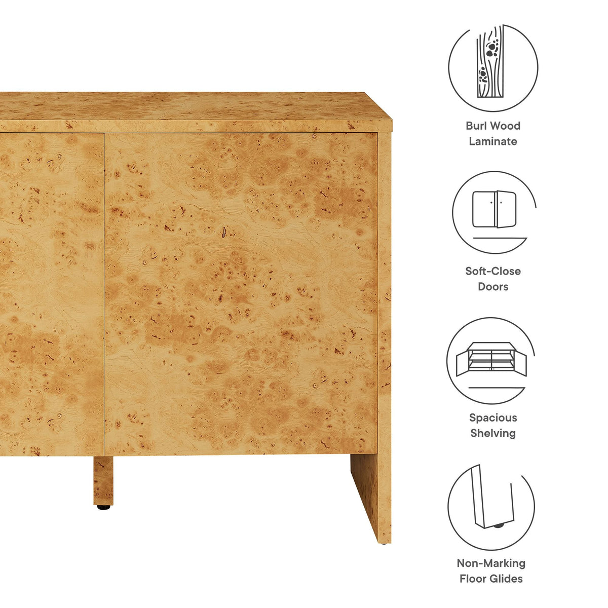 Hudson Natural 40" Burl Wood Sideboard - Ornate Home