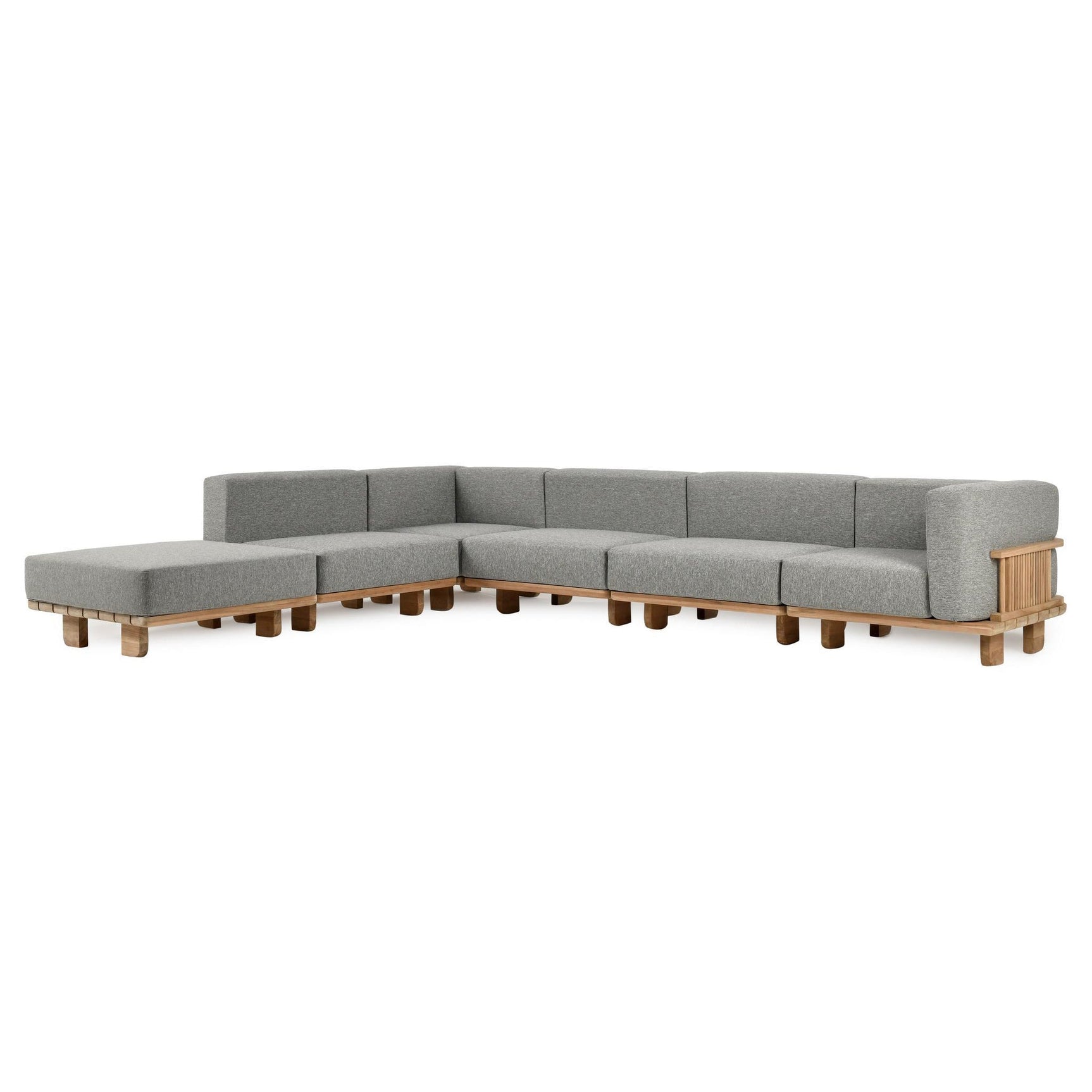 Hudson Natural/Gray Outdoor 6 Piece Sectional - Ornate Home