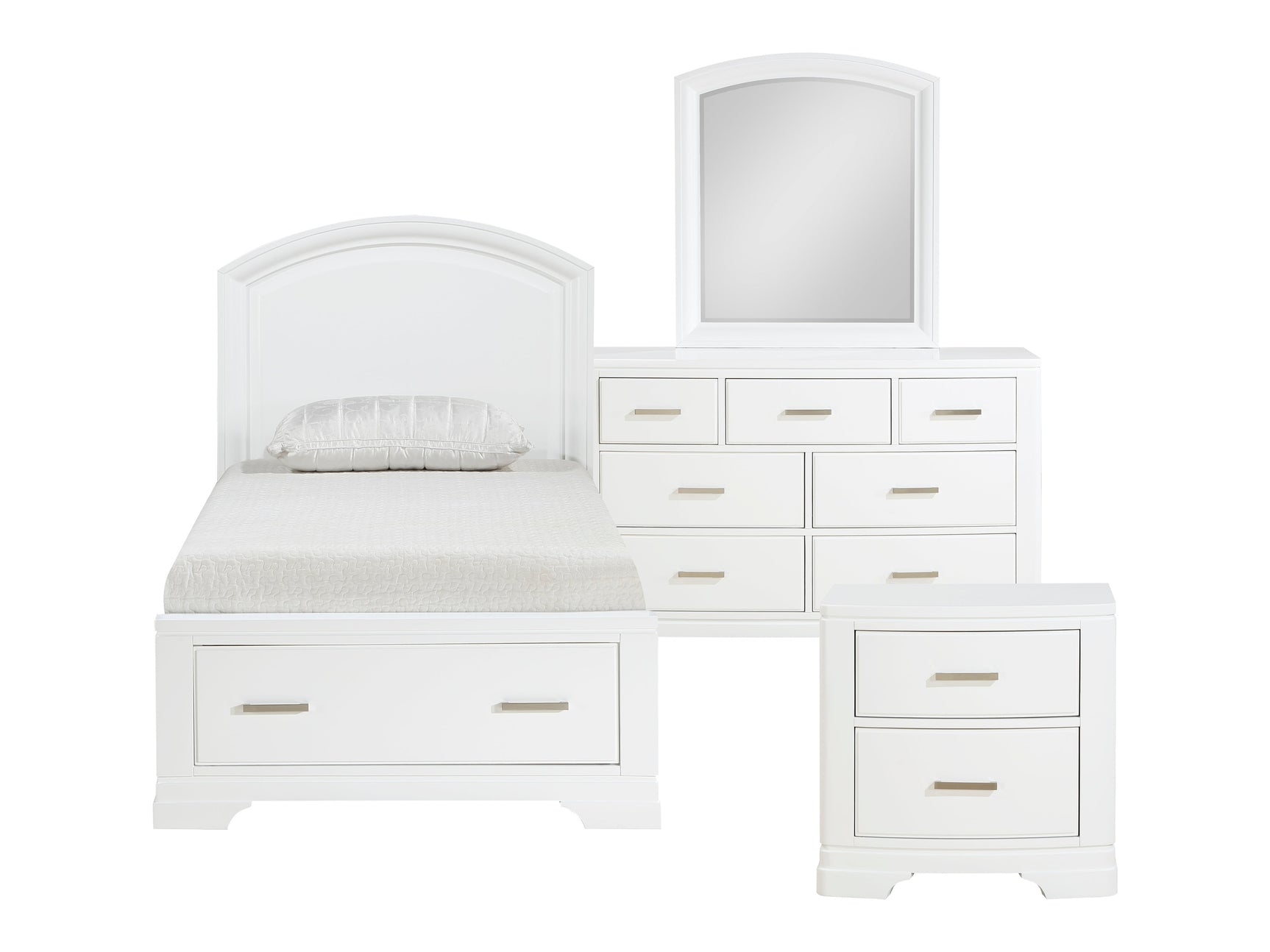 Hudson White 4-Piece Twin Bedroom Set - Ornate Home