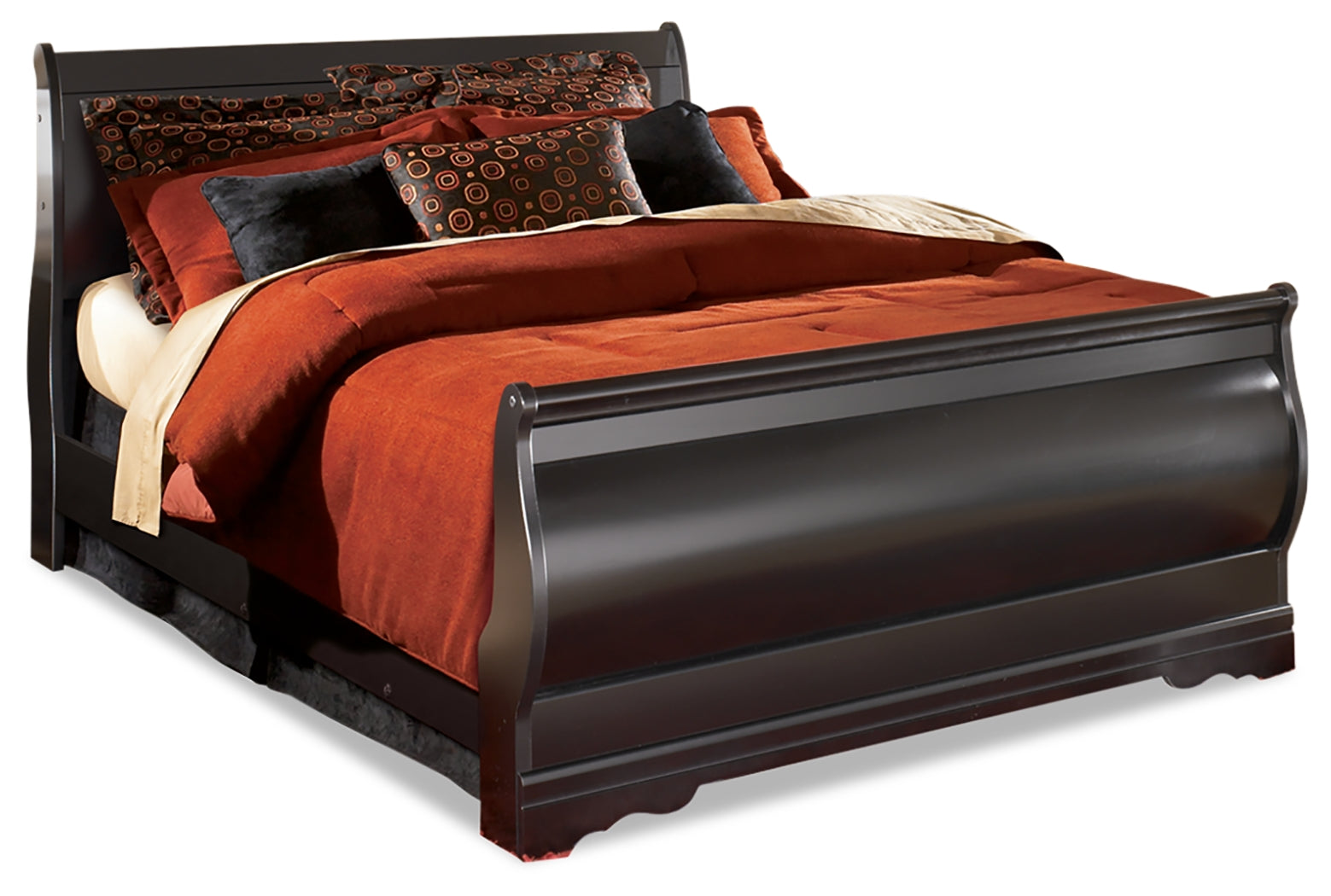 Huey Vineyard Black Full Sleigh Bed & Chest & 2 Nightstands (Online Special Price) - Ornate Home