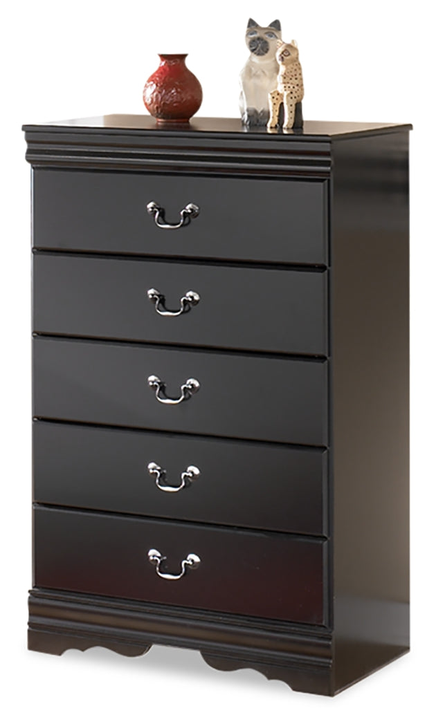 Huey Vineyard Black Full Sleigh Bed & Chest & Nightstand - Ornate Home