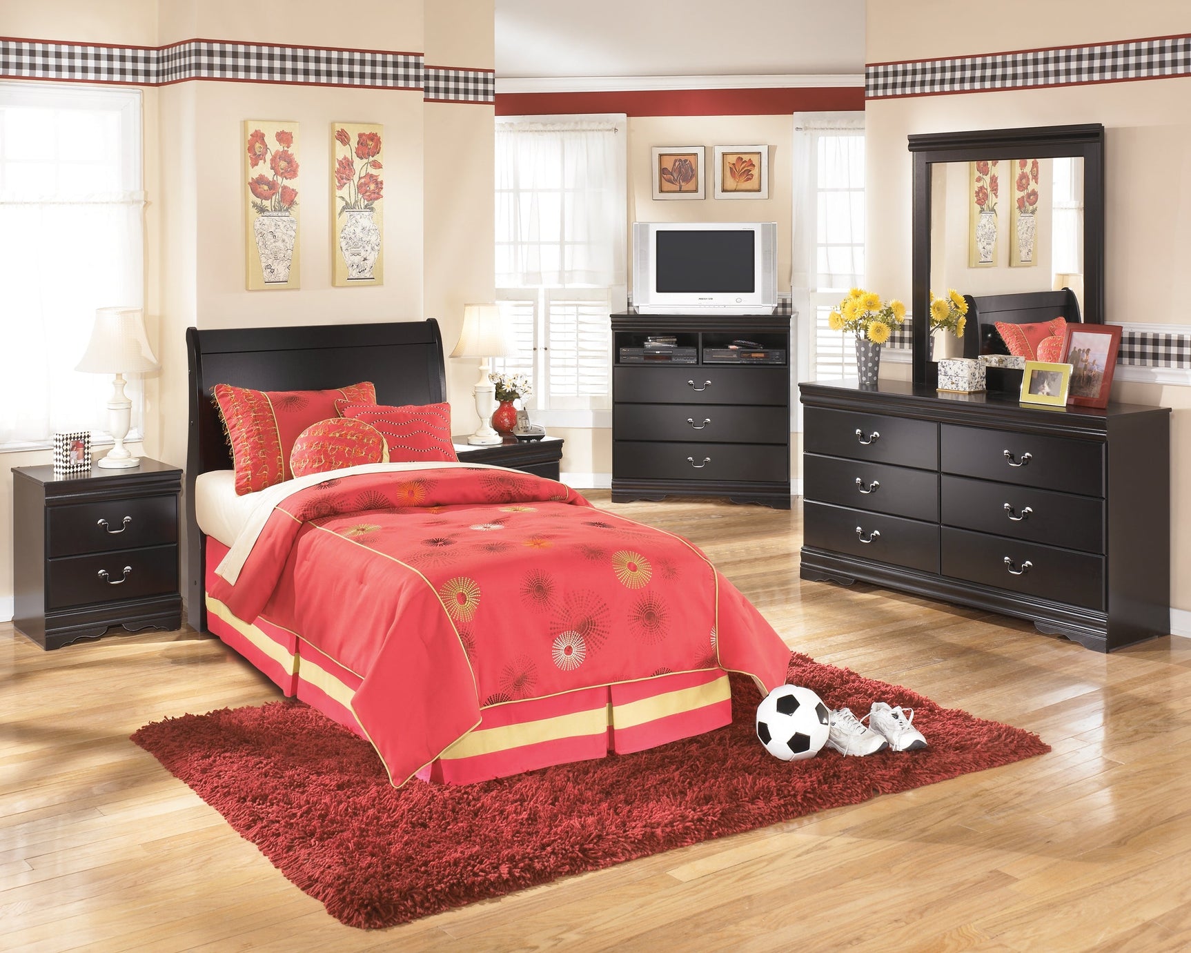 Huey Vineyard Black Twin Sleigh Headboard (Online Special Price) - Ornate Home