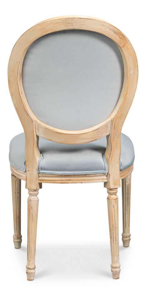 Hugo Antique Oak/Light Blue Oval Side Chair (Set of 2) - Ornate Home