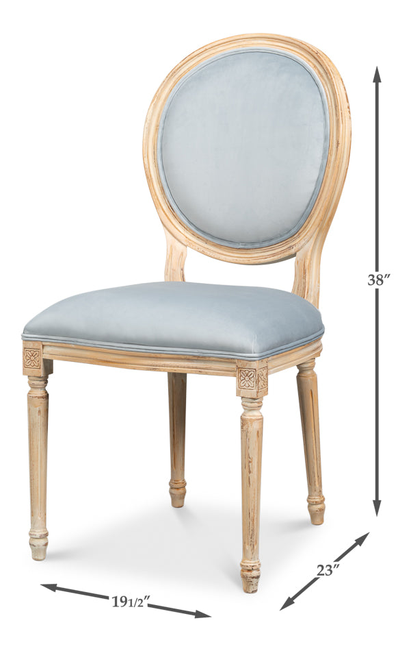 Hugo Antique Oak/Light Blue Oval Side Chair (Set of 2) - Ornate Home