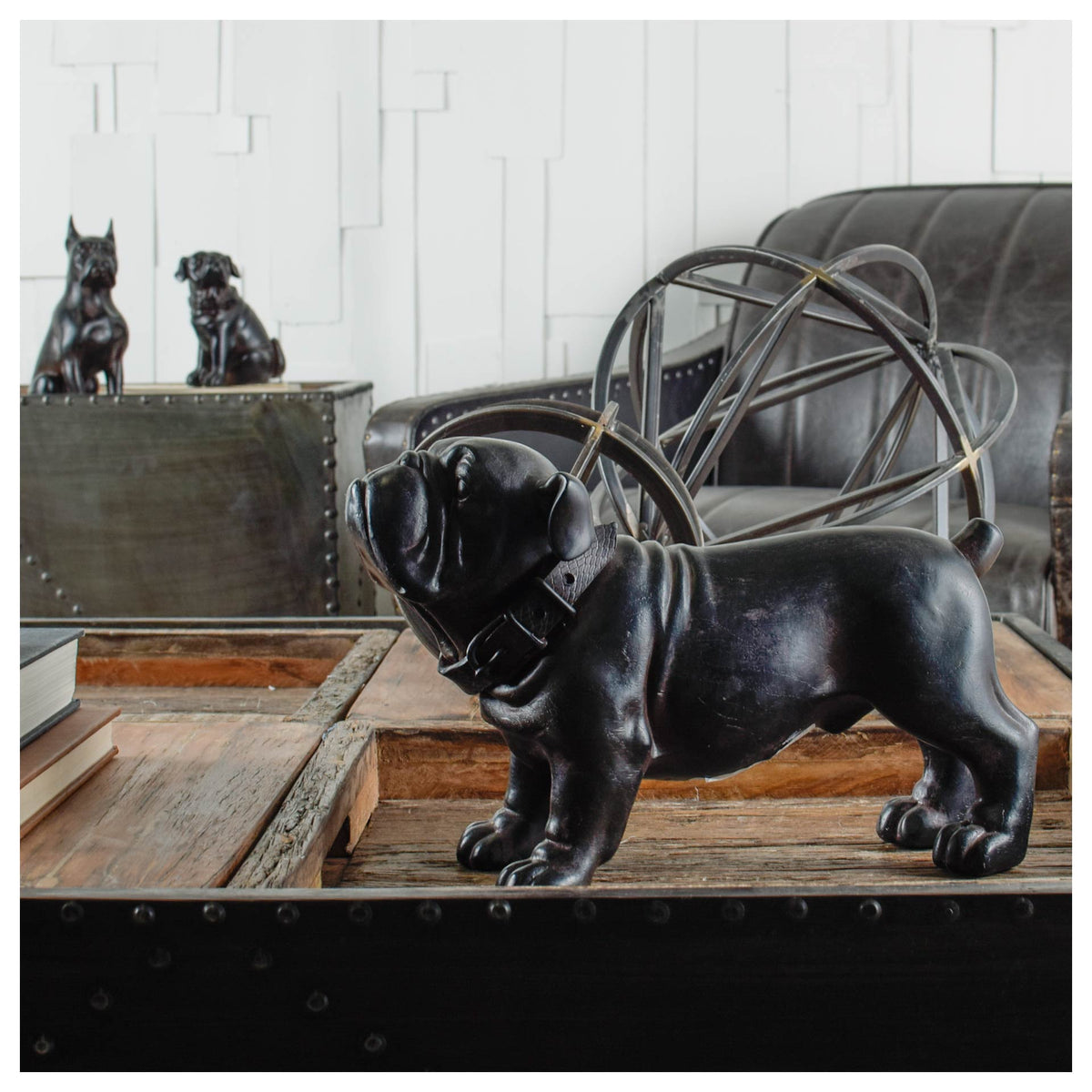 Hugo Black Resin Bulldog - Ornate Home