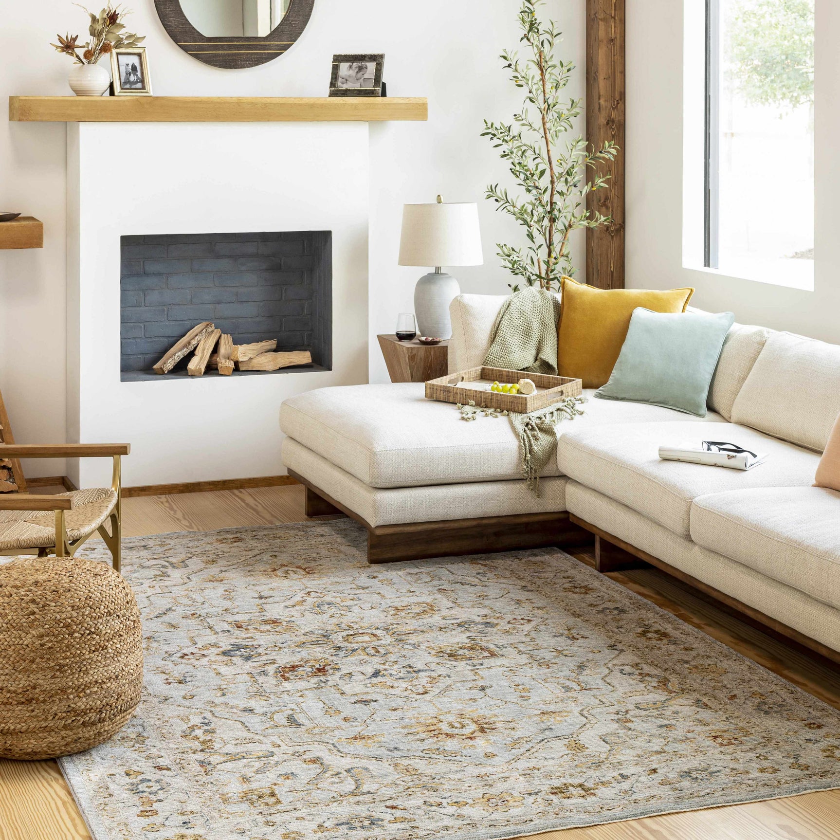 Huguley Floral Cream Luxe Rug - Ornate Home