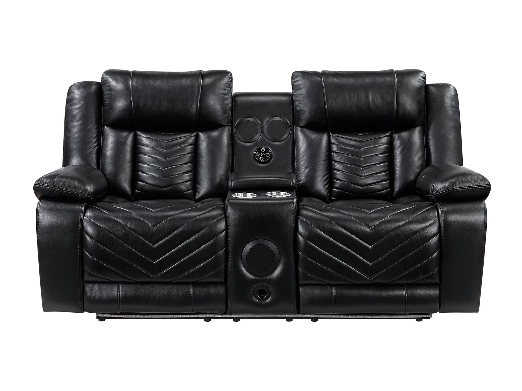 Huron Black Power Double Reclining Loveseat - Ornate Home