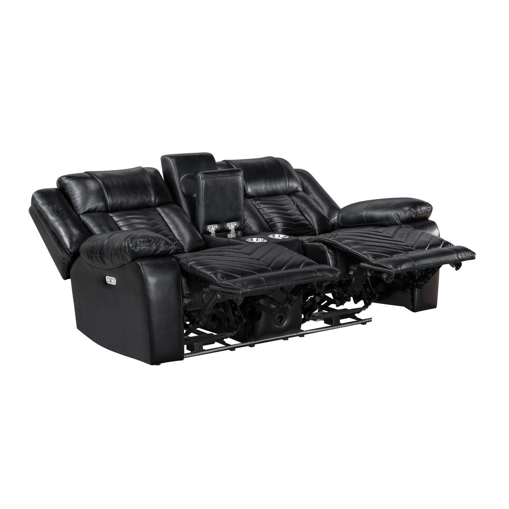 Huron Black Power Double Reclining Loveseat - Ornate Home