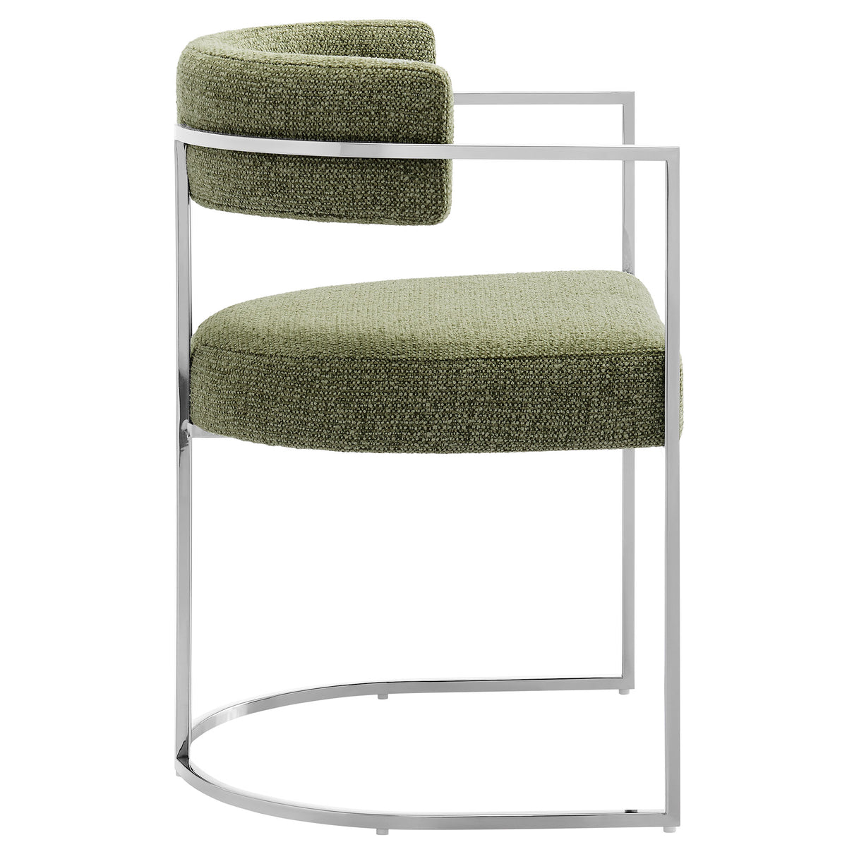 Huron Silver/Leaf Curved Back Fabric and Metal Dining Accent Chair - Ornate Home