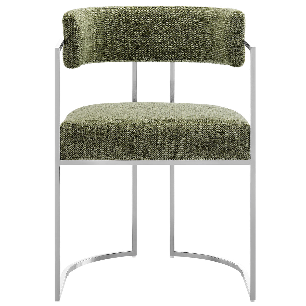 Huron Silver/Leaf Curved Back Fabric and Metal Dining Accent Chair - Ornate Home