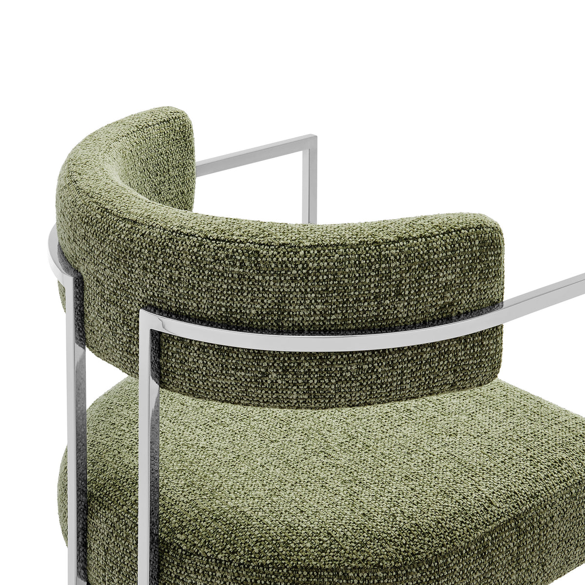 Huron Silver/Leaf Curved Back Fabric and Metal Dining Accent Chair - Ornate Home