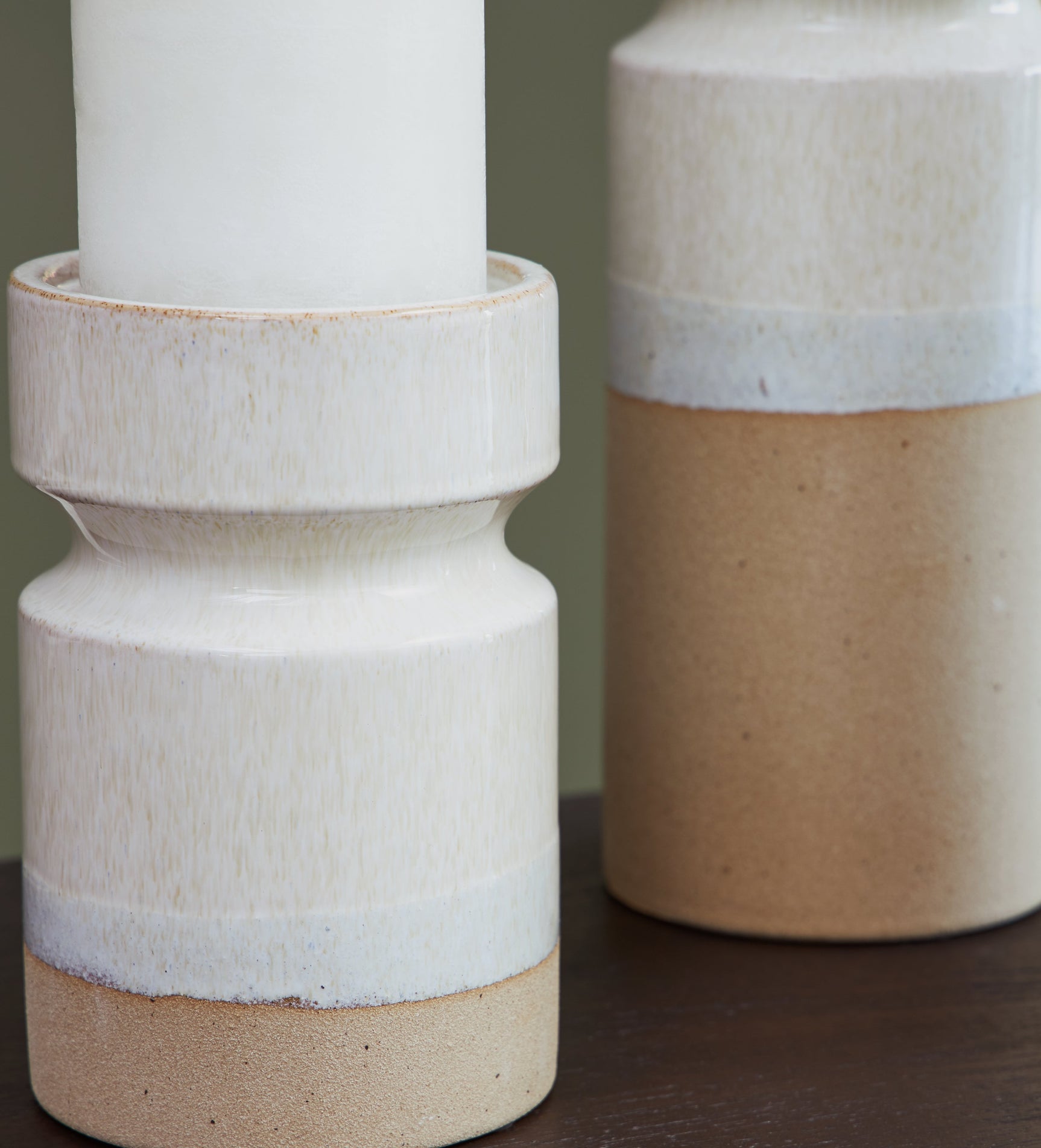 Hurston Ivory/Brown Candle Holder (Set of 3) (Online Special Price) - Ornate Home