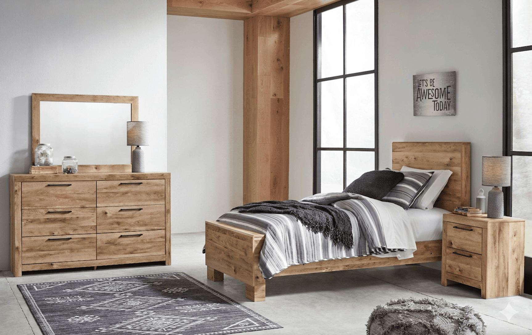 Hyanna Tan Brown 4-Piece Twin Panel Bedroom Set (Online Special Price) - Ornate Home