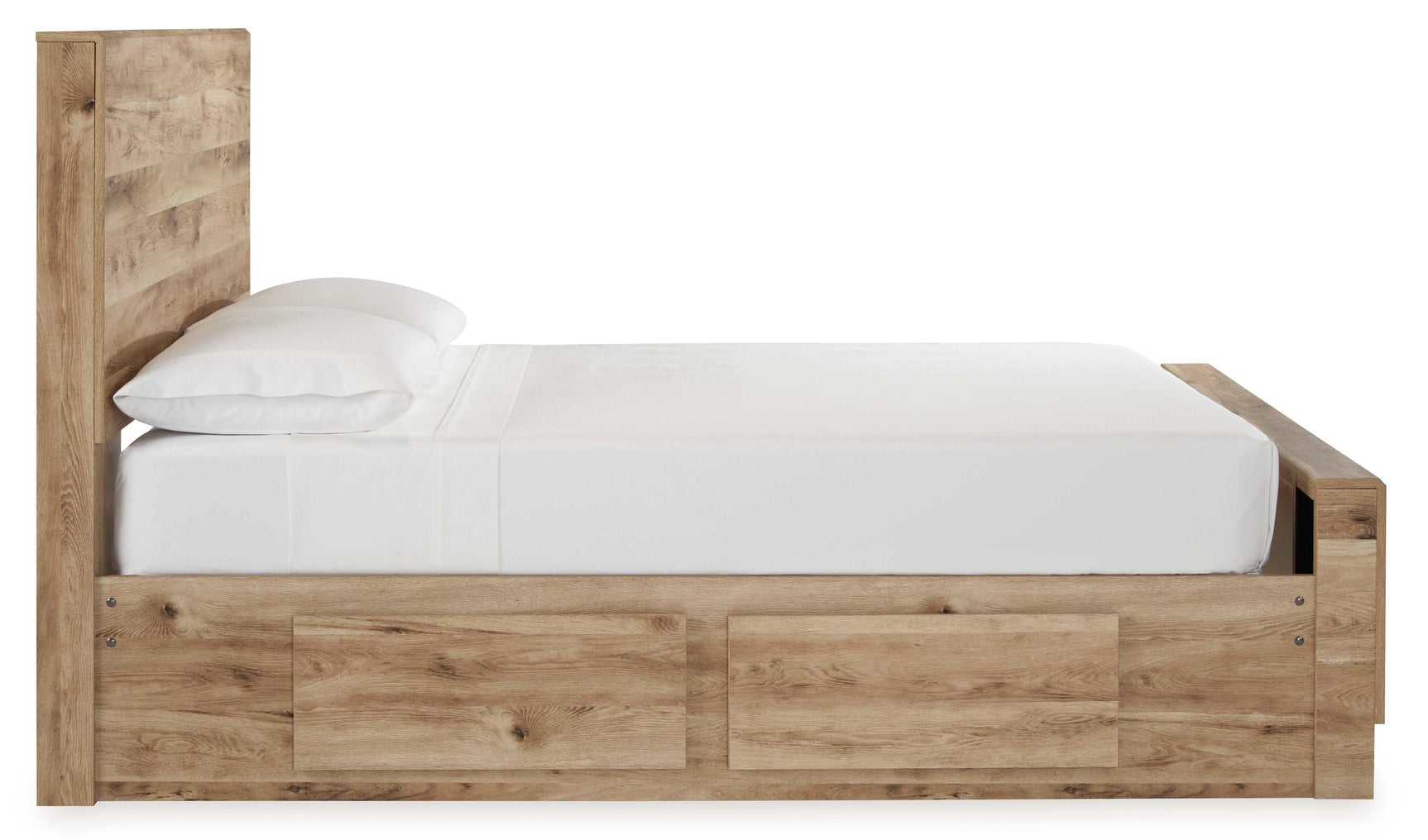 Hyanna Tan Brown Full Panel Bed w/ a Side Storage (Online Special Price) - Ornate Home