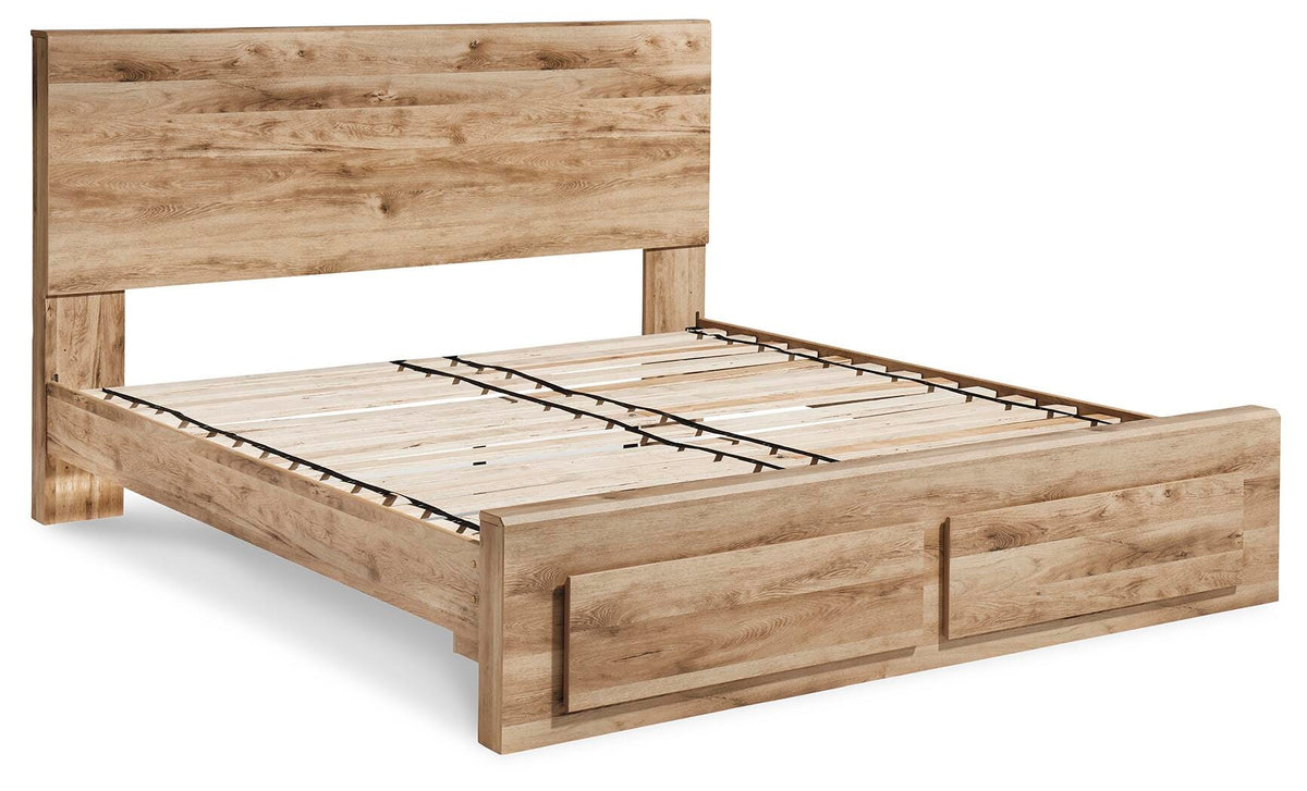 Hyanna Tan Brown King Panel Storage Bed, Dresser, Mirror and 2 Nightstands - Ornate Home