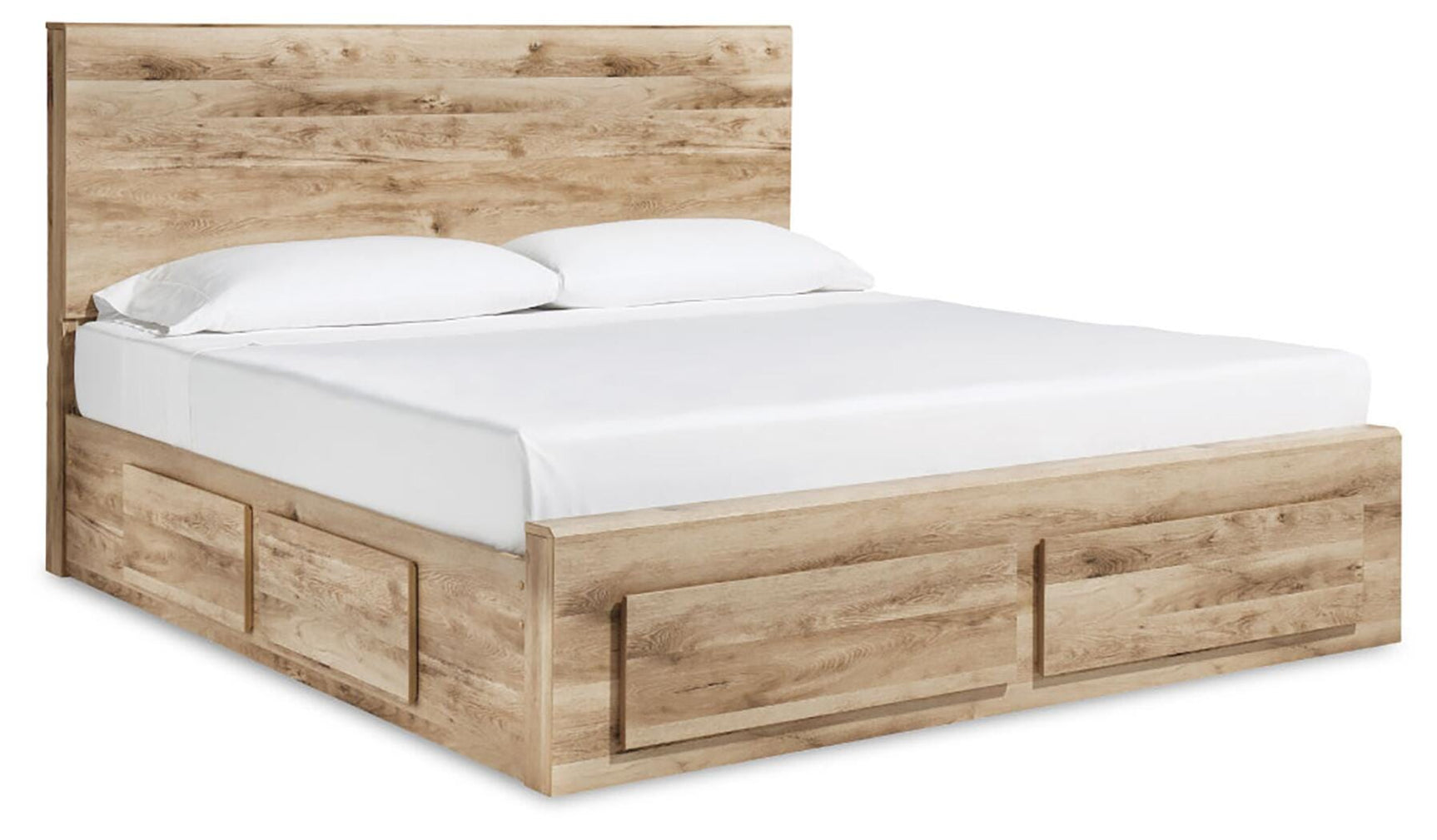 Hyanna Tan Brown Queen Panel Storage Bed, Dresser, Mirror and 2 Nightstands - Ornate Home