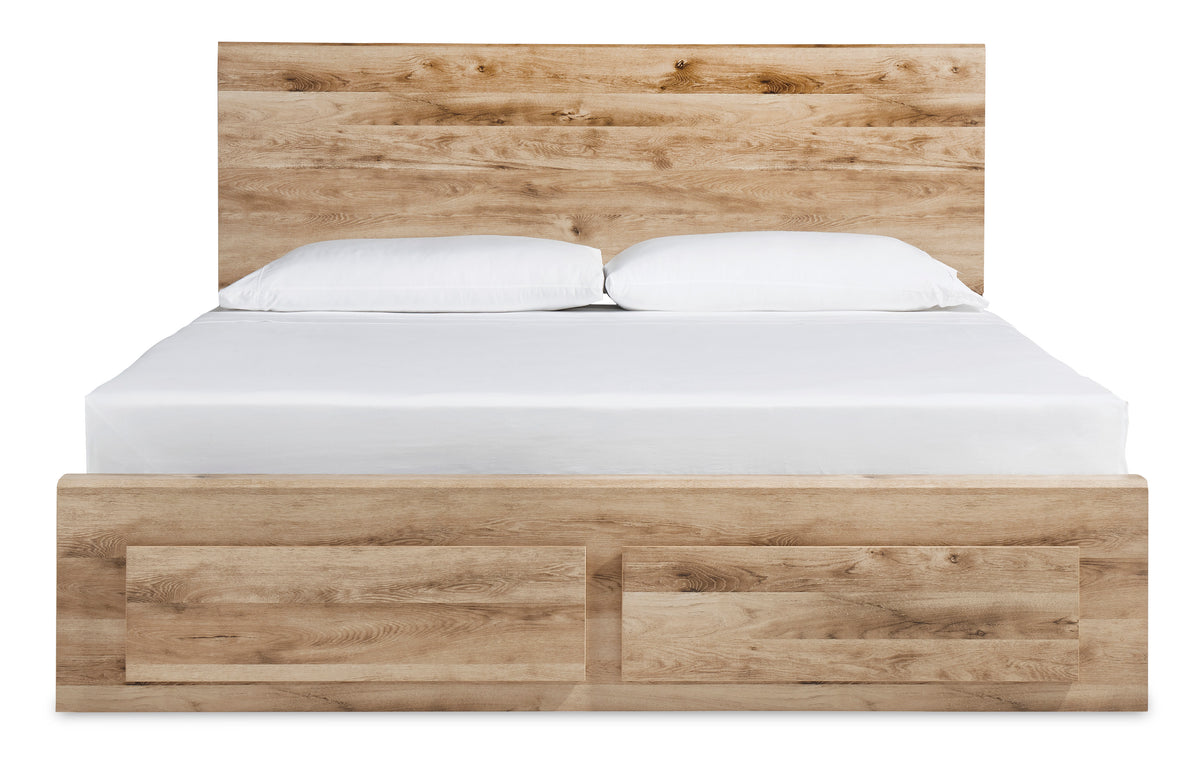 Hyanna Tan Brown Queen Panel Storage Bed w/ Side & Fb Storage, Dresser, Mirror, Chest and Nightstand - Ornate Home
