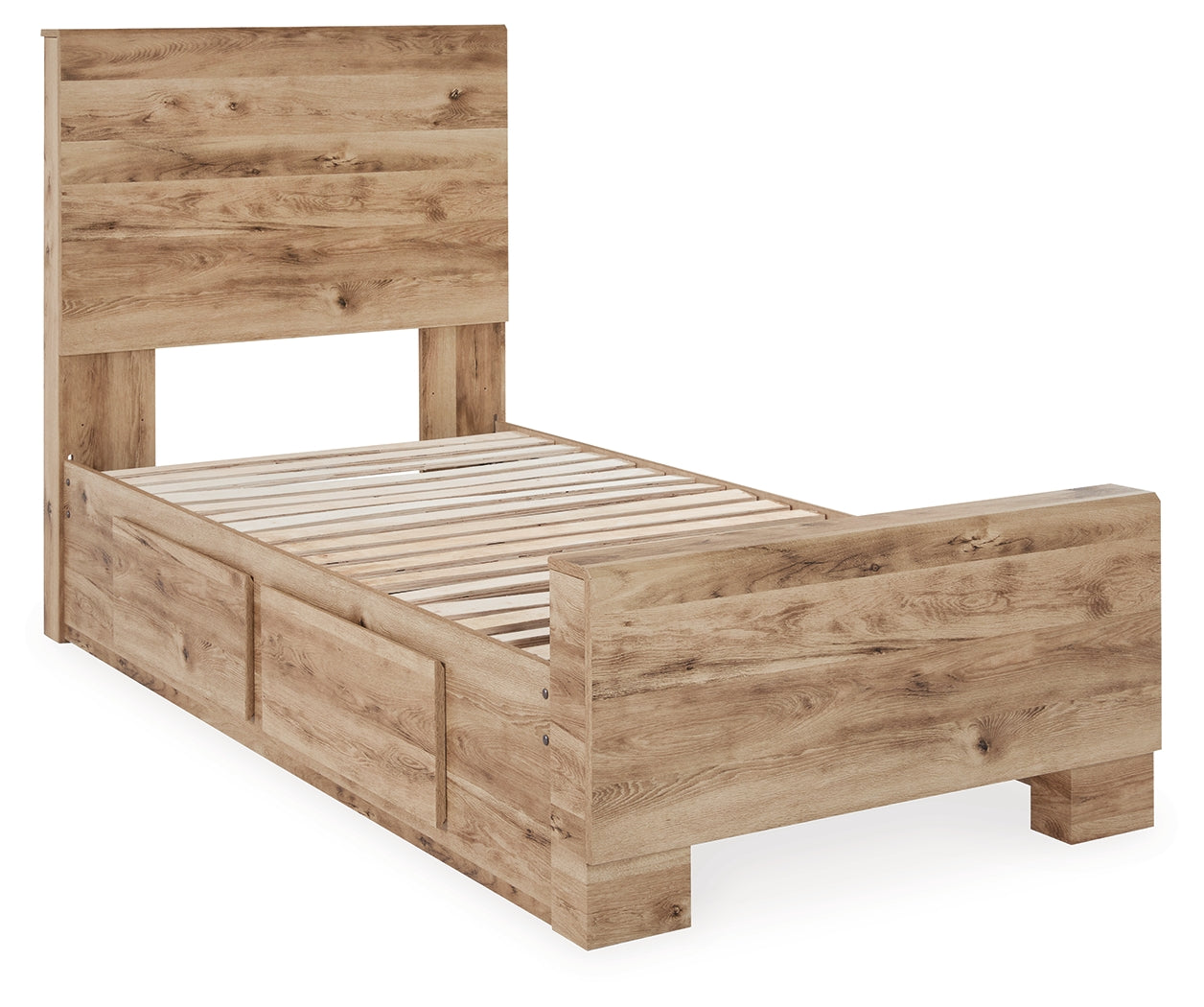 Hyanna Tan Brown Twin Panel Bed with 2 Side Storage (Online Special Price) - Ornate Home