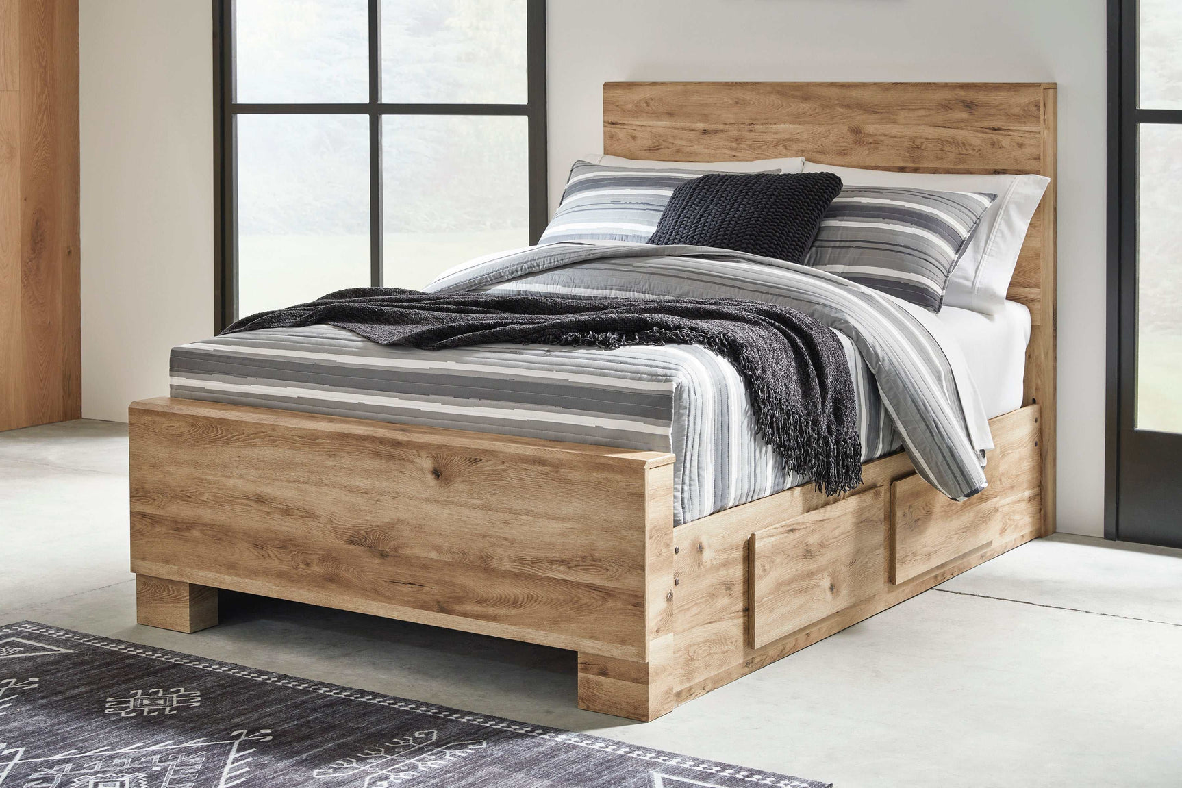 Hyanna Tan Brown Youth Full Youth Panel Bed with 1 Side Storage (Online Special Price) - Ornate Home
