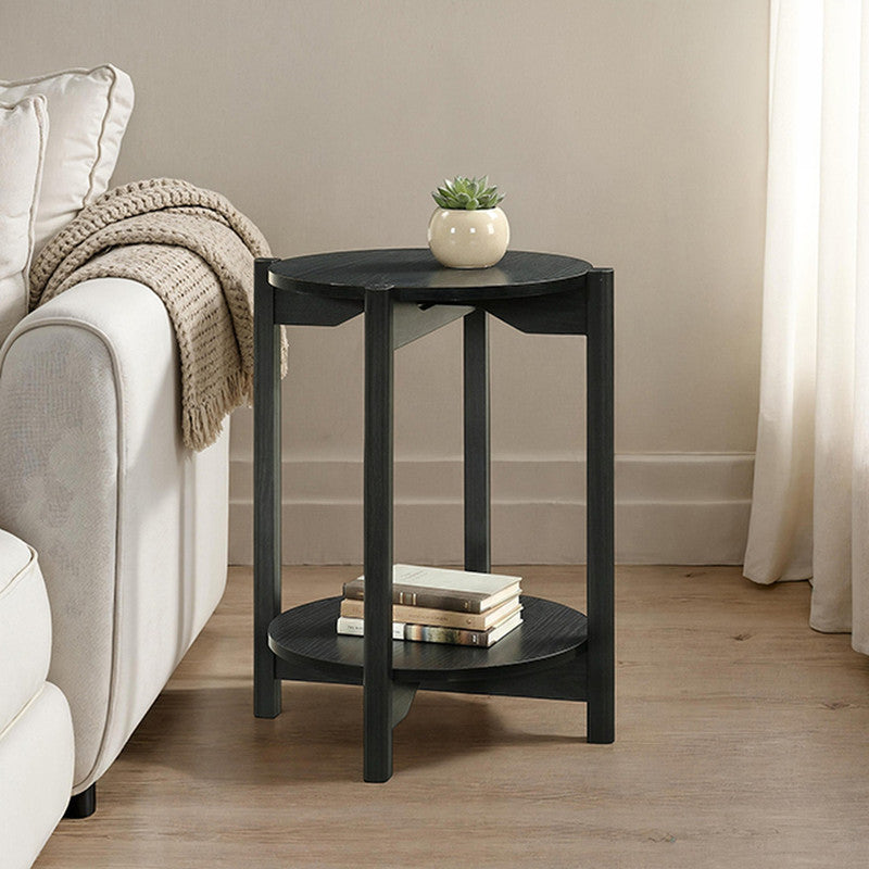 Hyde Black Round End Table - Ornate Home