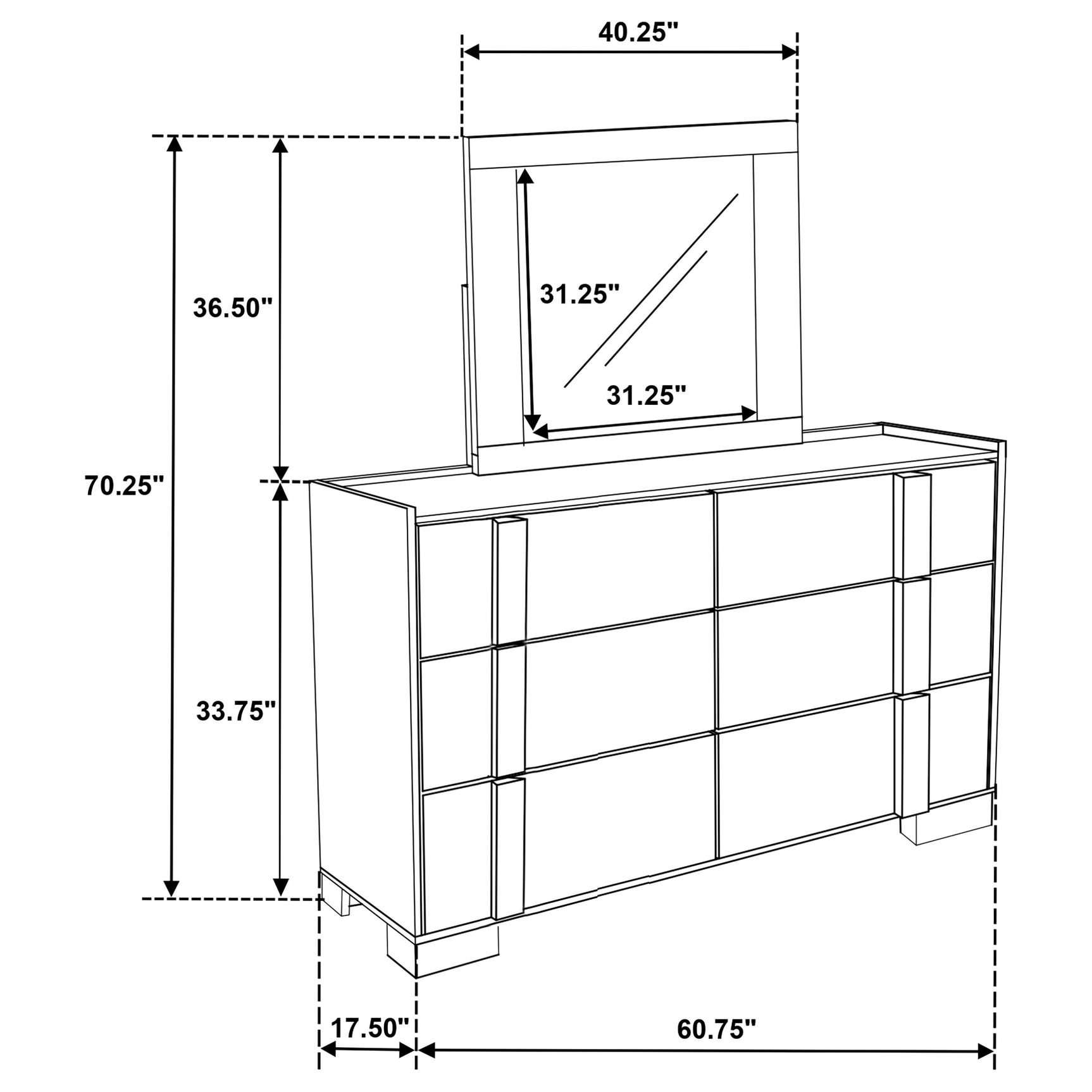 Hyland Natural 6-drawer Dresser with Mirror - Ornate Home