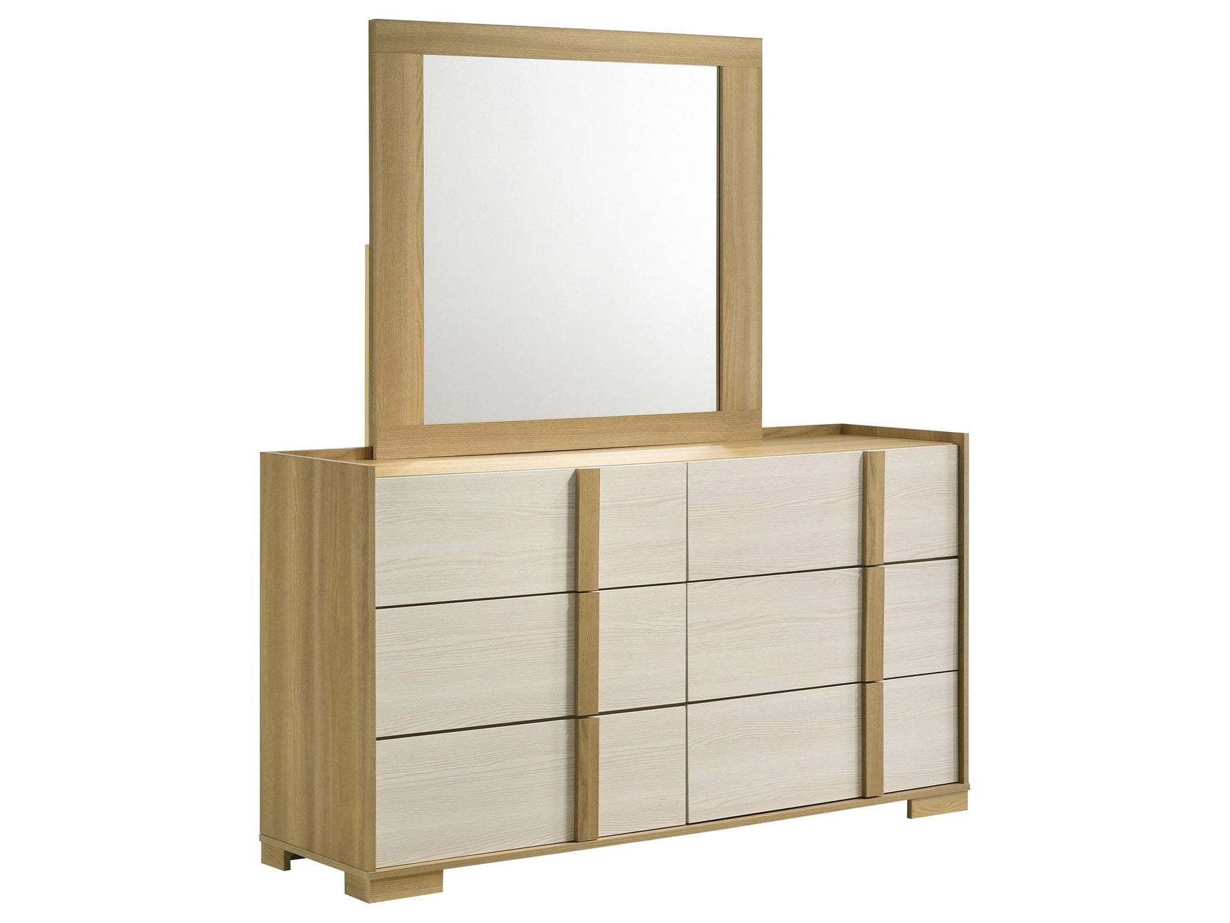 Hyland Natural/White Dresser with Mirror - Ornate Home