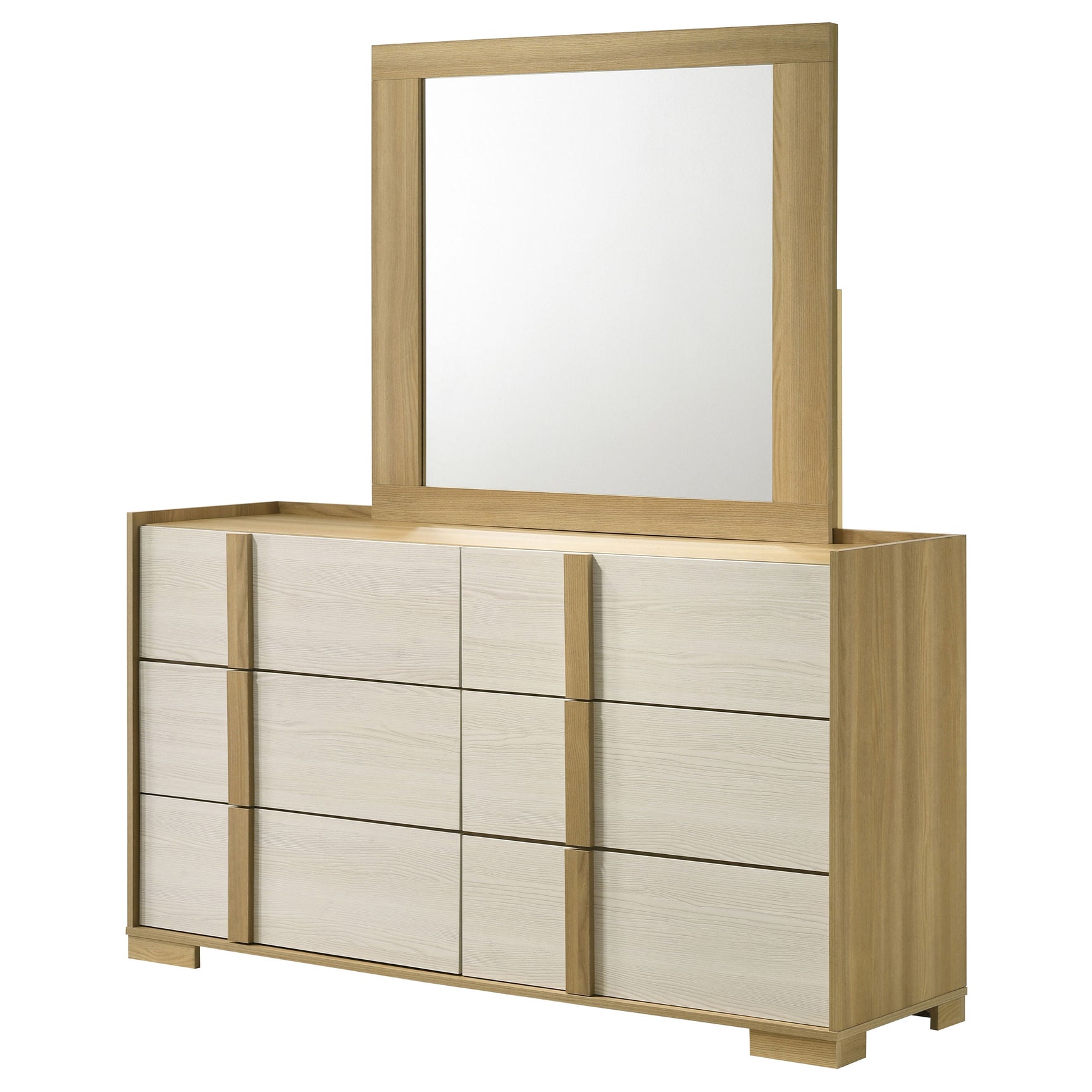 Hyland Natural/White Dresser with Mirror - Ornate Home