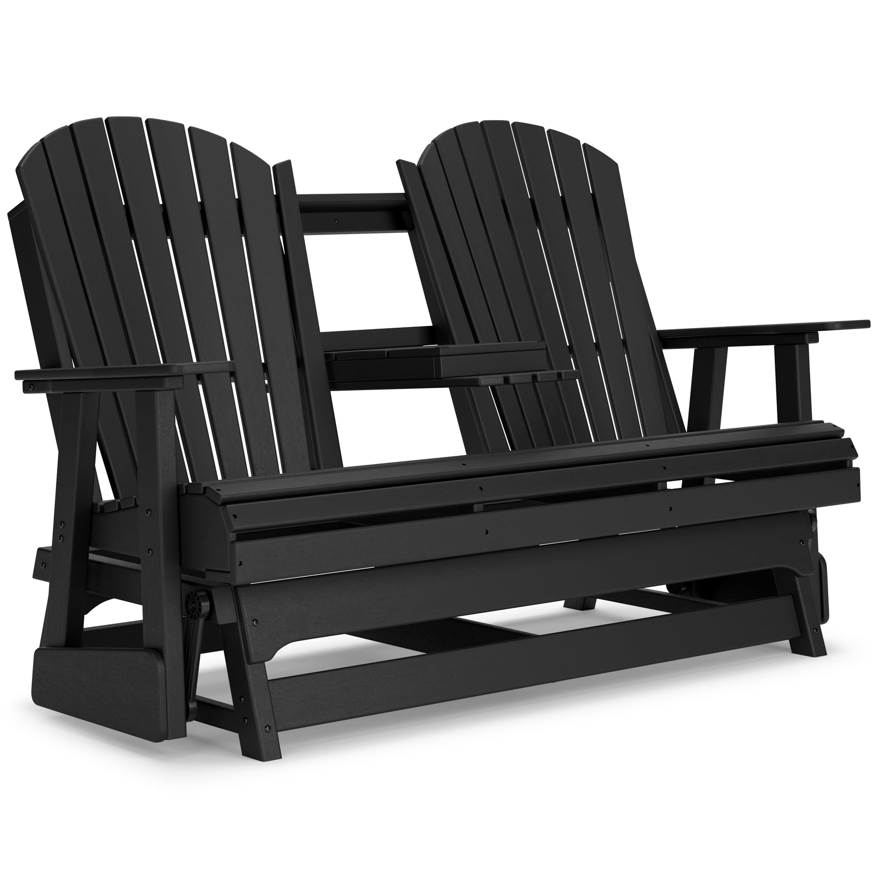 Hyland wave Black Outdoor Glider Loveseat - Ornate Home