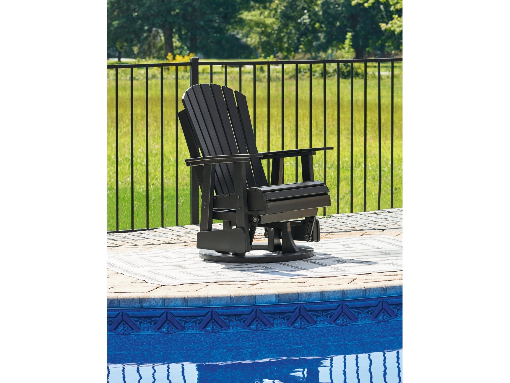 Hyland wave Black Outdoor Swivel Glider Chair - Ornate Home