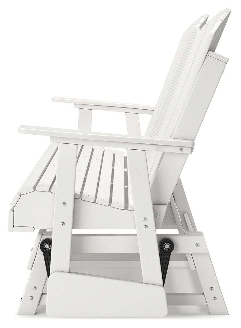 Hyland wave White Outdoor Glider Loveseat - Ornate Home