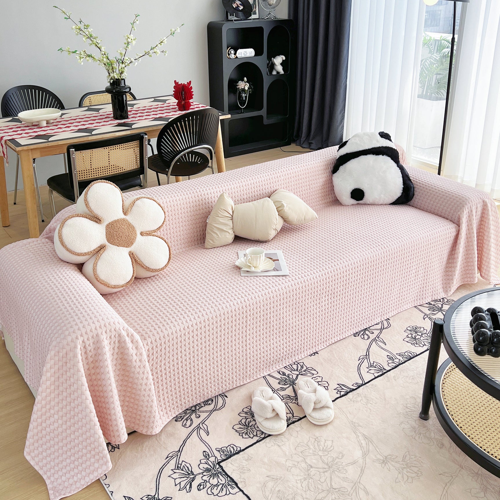 Cooling Textured Sofa Cover Washable Soft Couch Throw Blanket for Summer & Pets