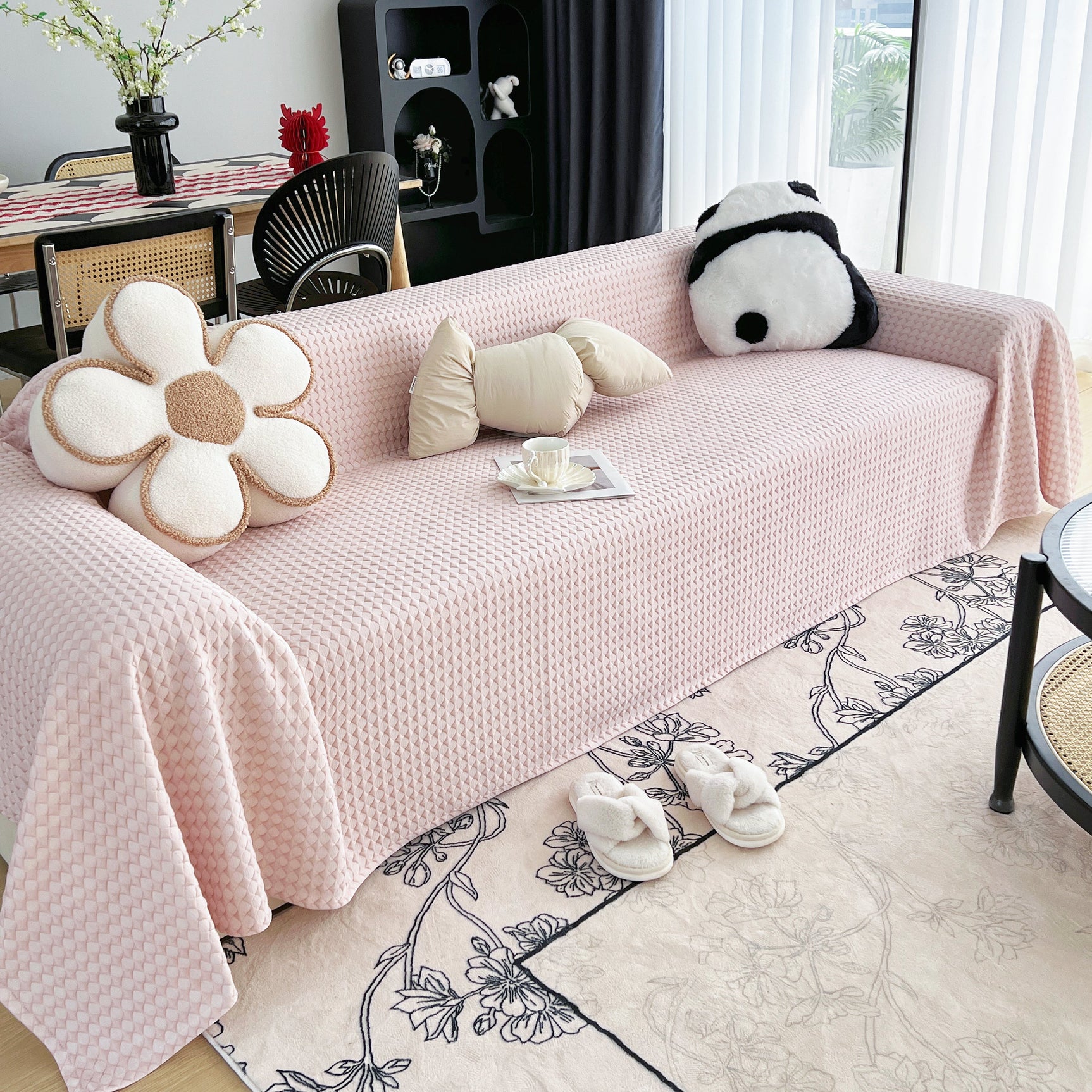 Cooling Textured Sofa Cover Washable Soft Couch Throw Blanket for Summer & Pets