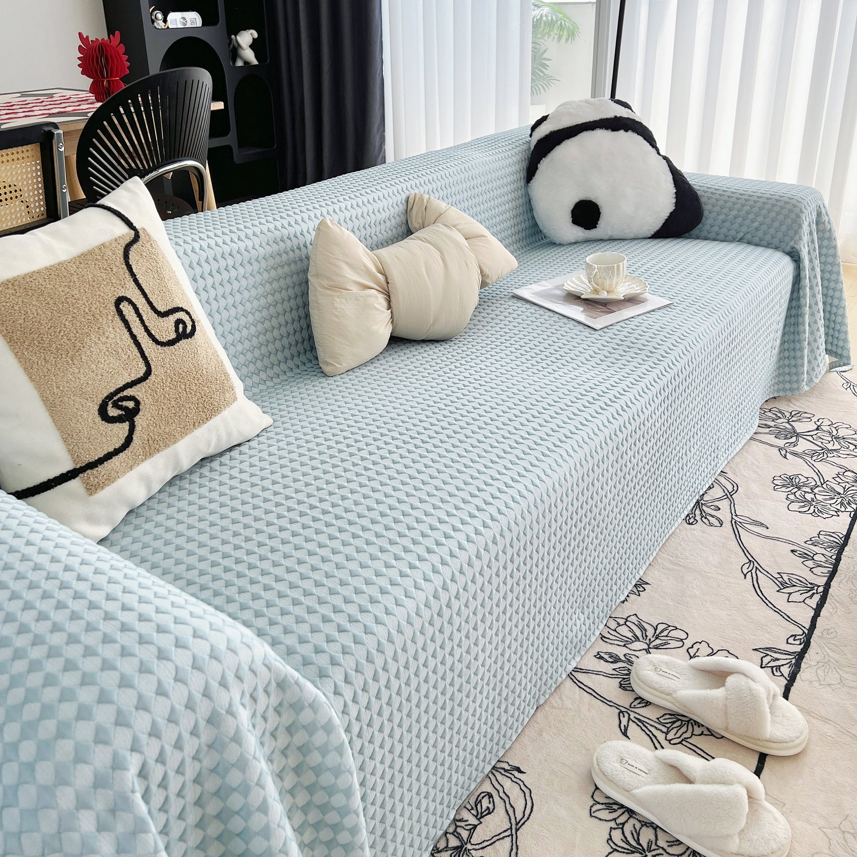Cooling Textured Sofa Cover Washable Soft Couch Throw Blanket for Summer & Pets