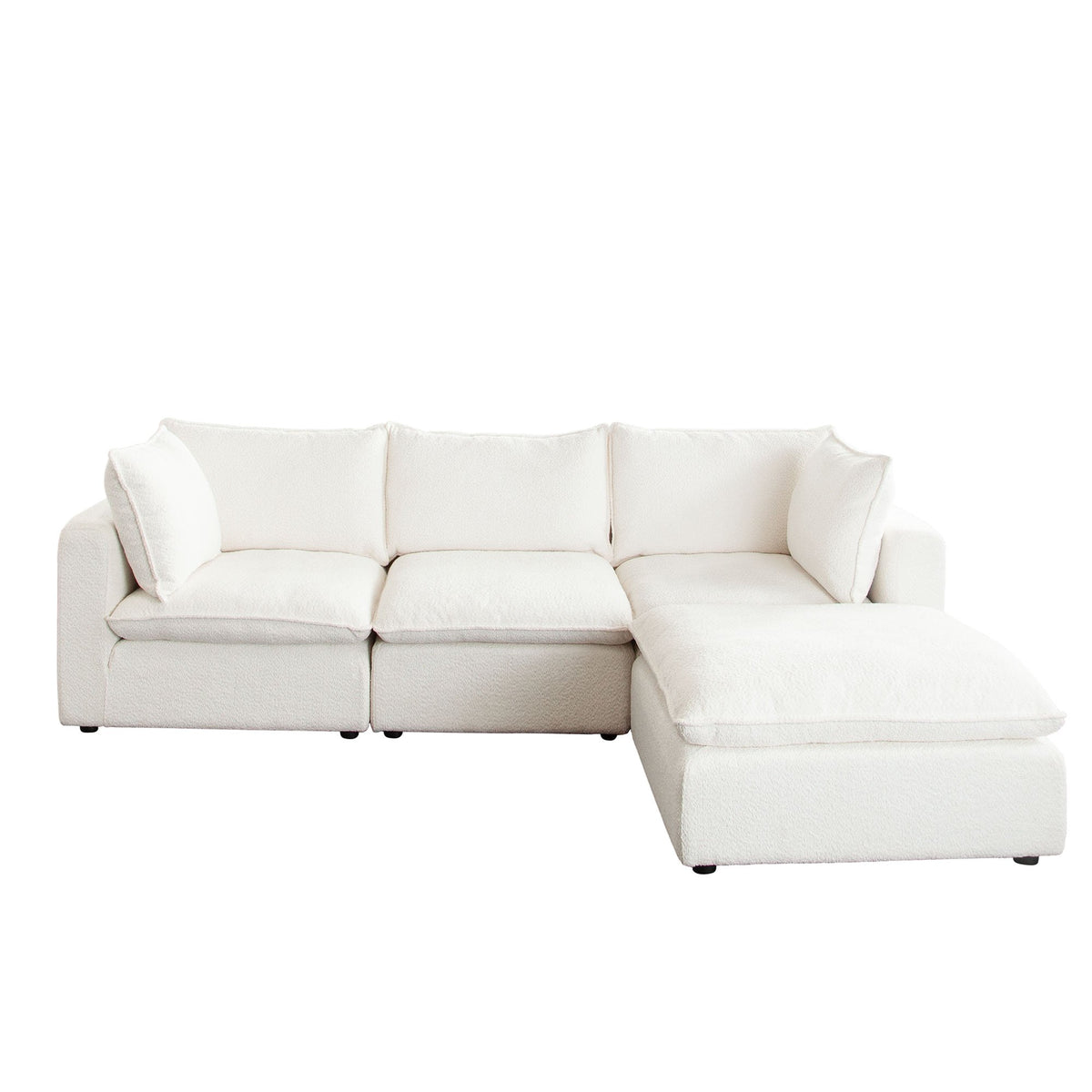 Ivy White Faux Shearling Reversible 4-Pc Sectional - Ornate Home