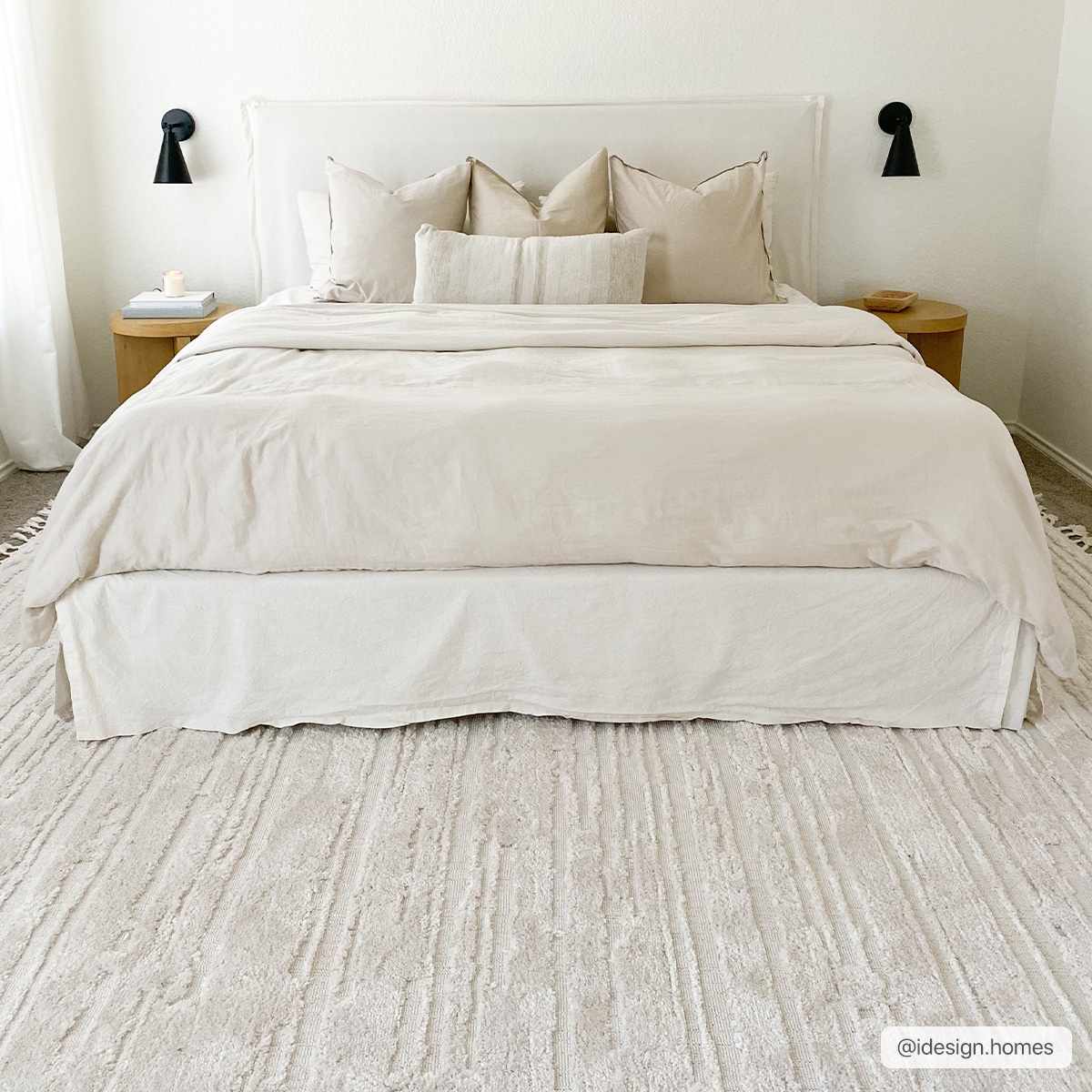 Ibarra Textured Ivory High/Low Pile Rug with Tassels - Ornate Home