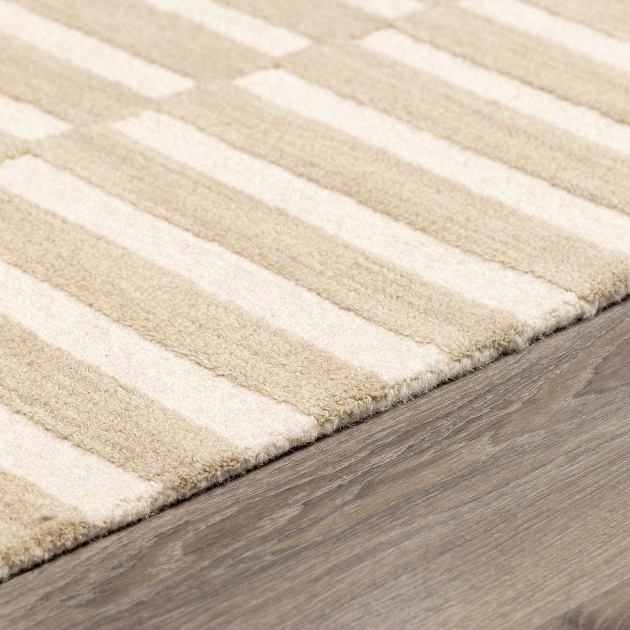 Idaho Broken-Striped Beige Area Rug - Ornate Home