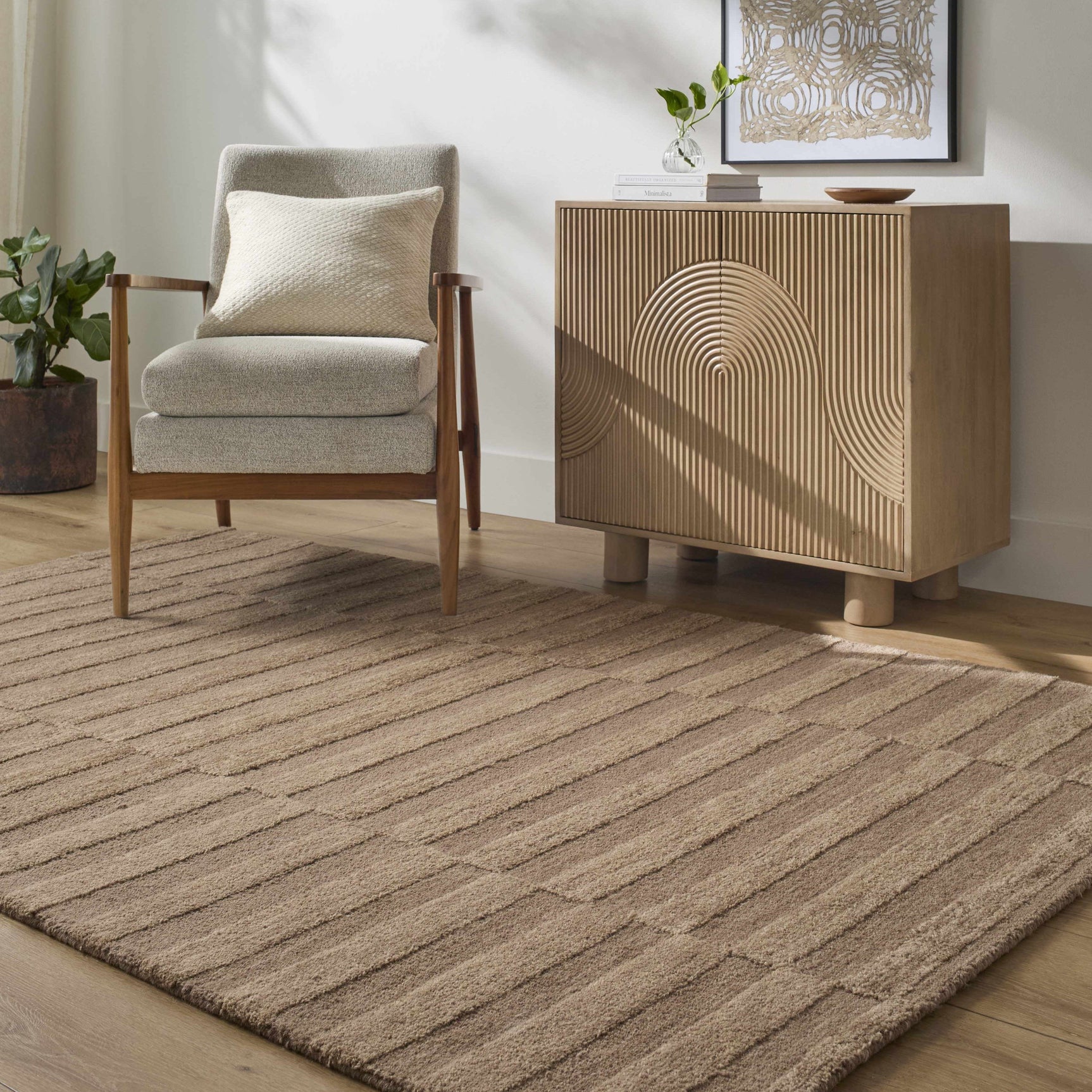 Idaho Broken-Striped Brown Area Rug - Ornate Home