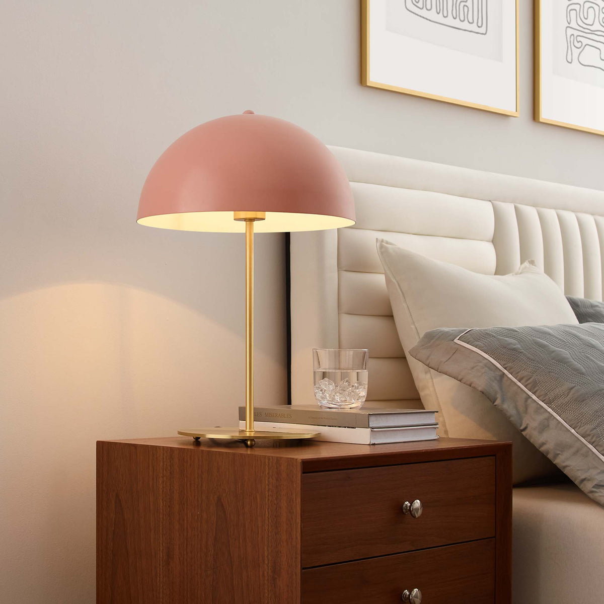 Ideal Pink/Satin Brass Metal Table Lamp - Ornate Home